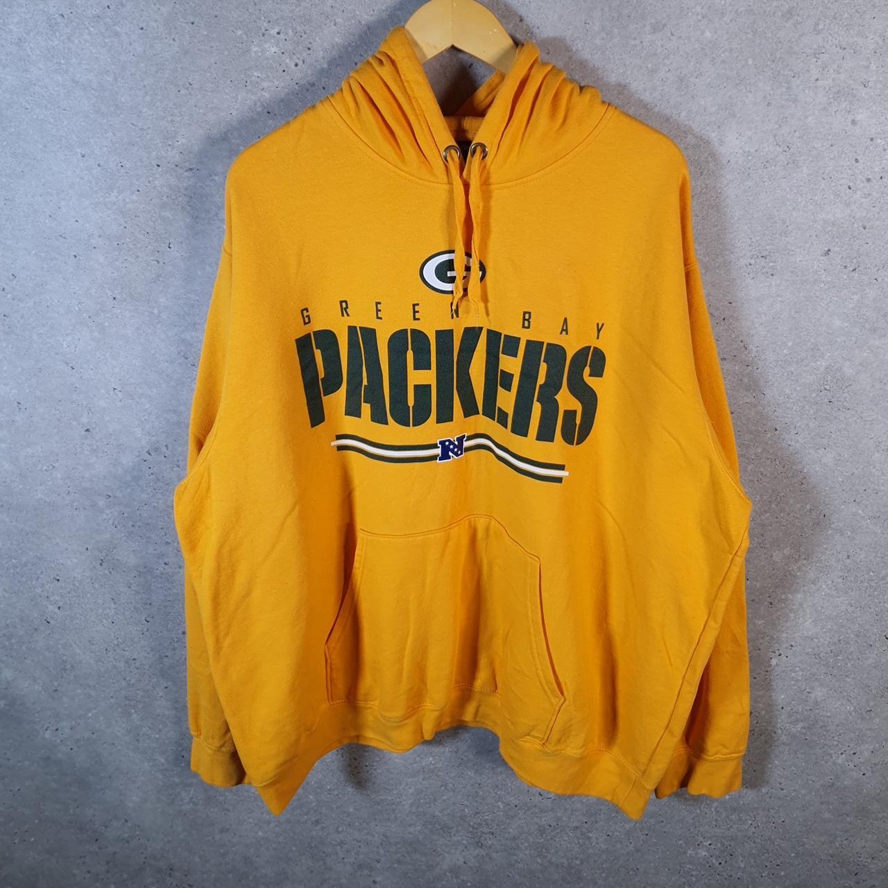 Vintage NFL Green Bay Packers Hoodie Mens 2XL Yellow Pullover USA Pro Sport