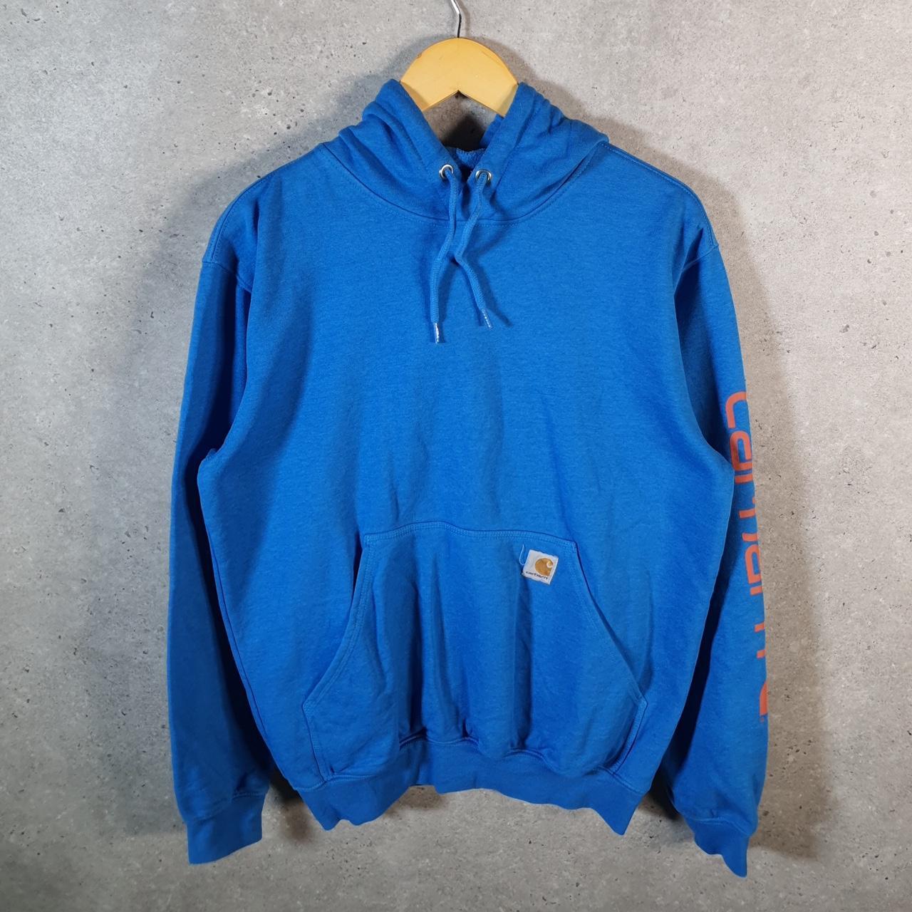 Vintage Carhartt Hoodie Men’s Small Blue Pullover Blank USA Loose Fit