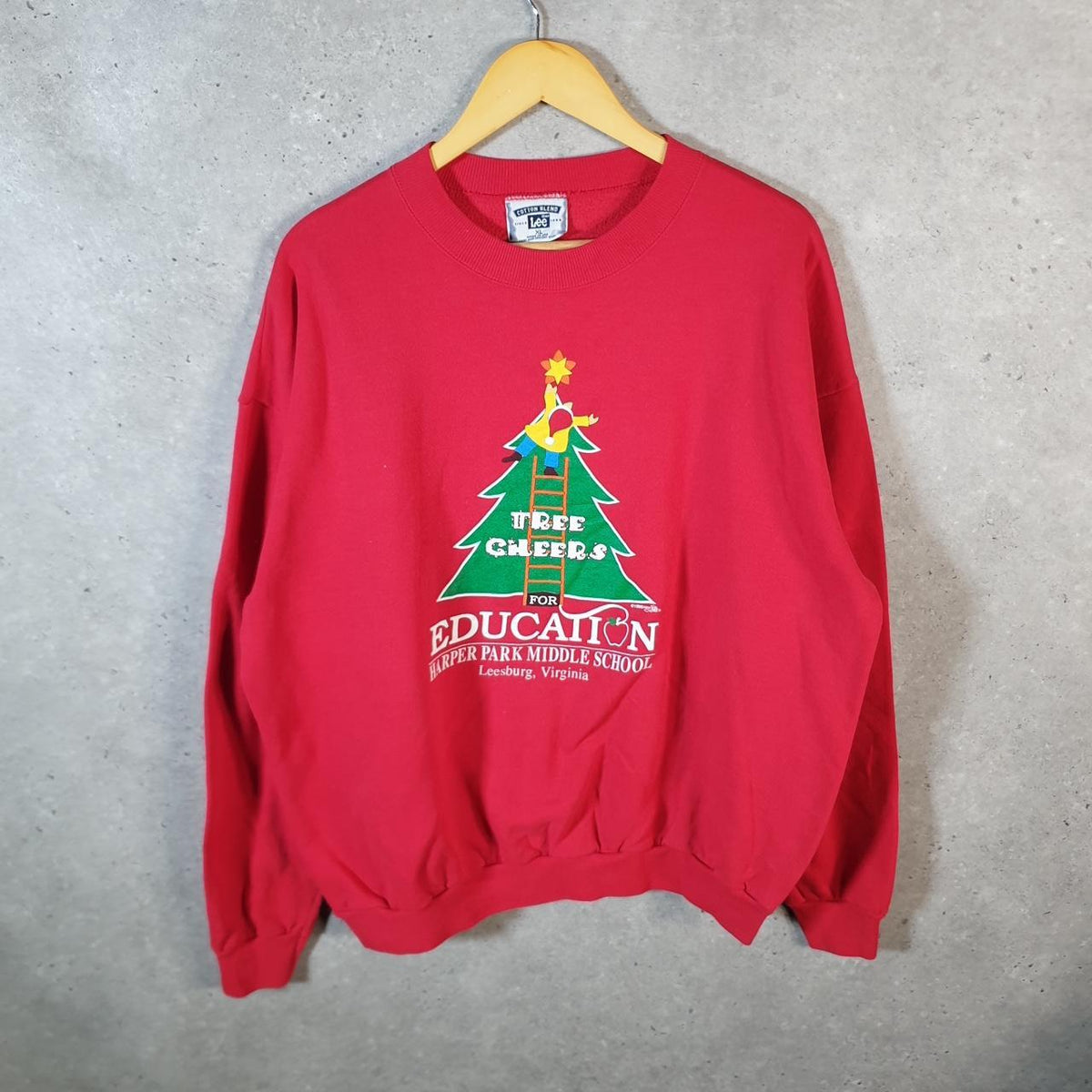 Vintage Lee 1999 Cotton Blend Sweatshirt Men’s XL Red USA Harper Park School Leesburg Virginia