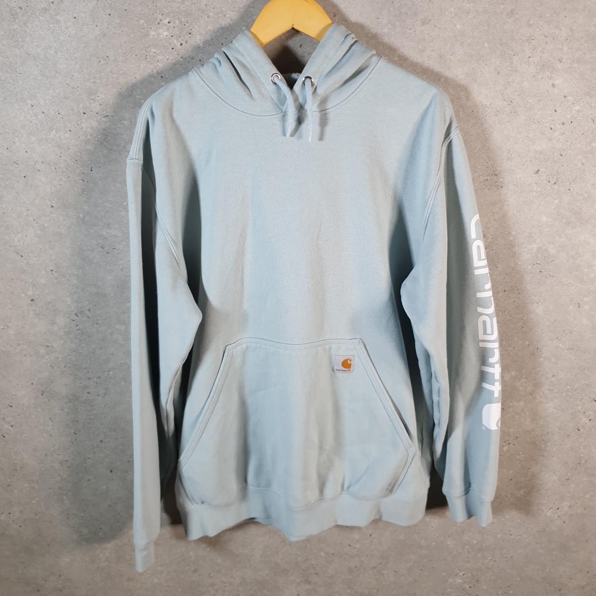 Vintage Carhartt Hoodie Men’s Large Baby Blue Pullover Blank USA Loose Fit
