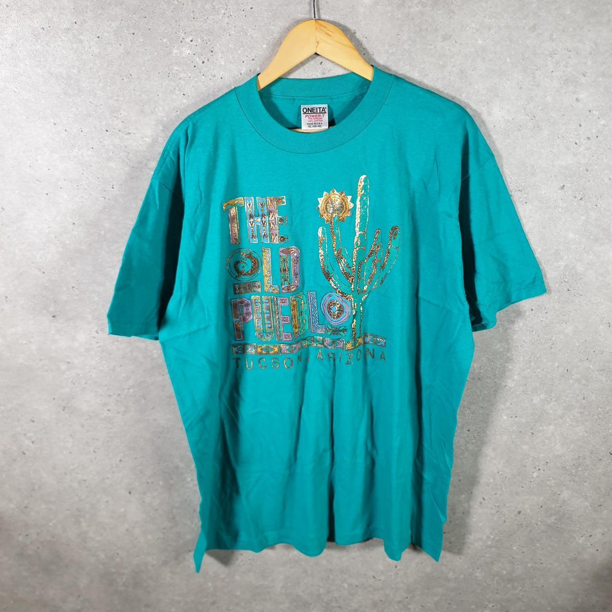 Vintage Oneita Power Pueblo Tucson Arizona T Single Stitch T Shirt Men’s XL Blue Big Fish Vintage