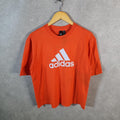 Vintage Adidas Spellout Retro T Shirt Womens XS Orange Logo Athletic