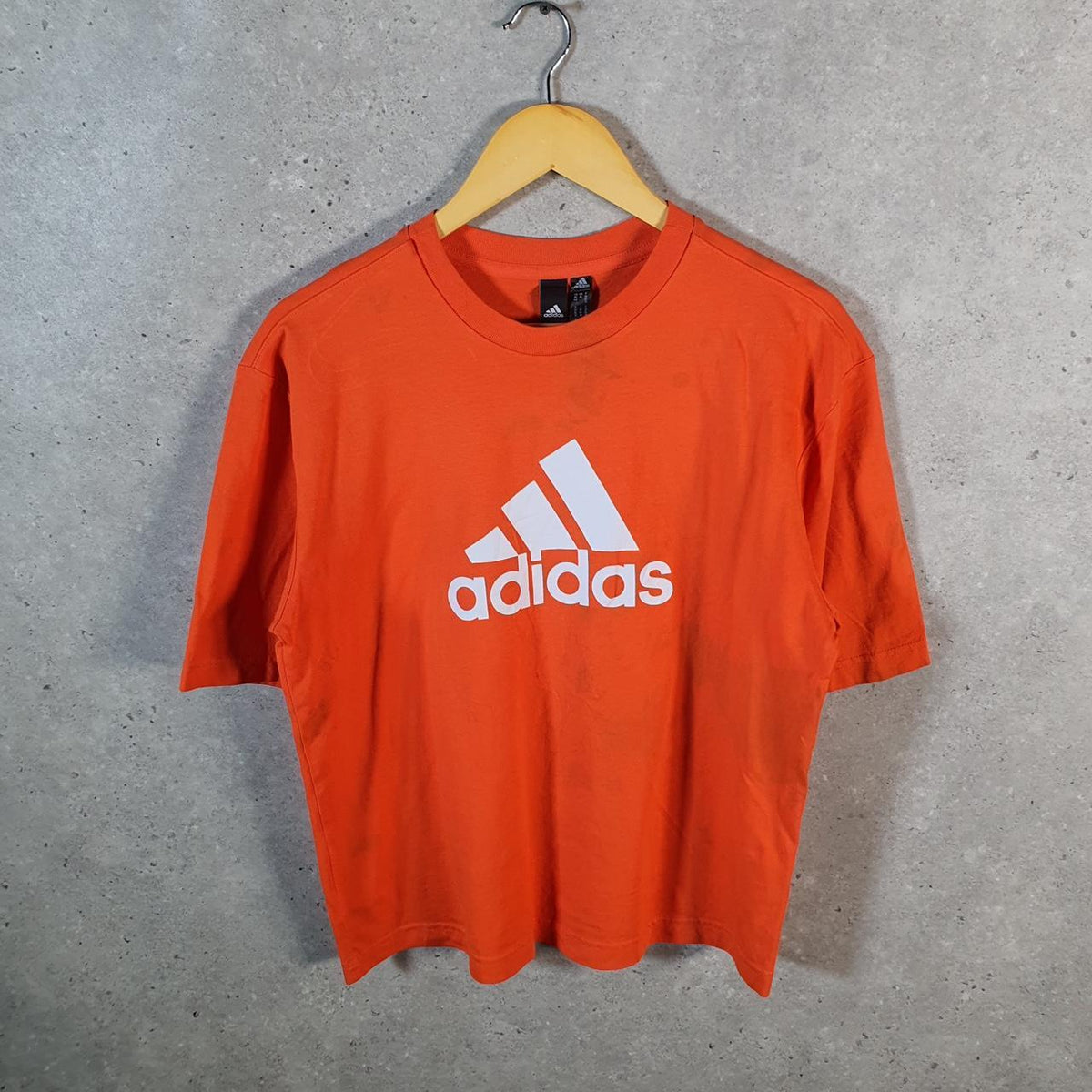Vintage Adidas Spellout Retro T Shirt Womens XS Orange Logo Athletic