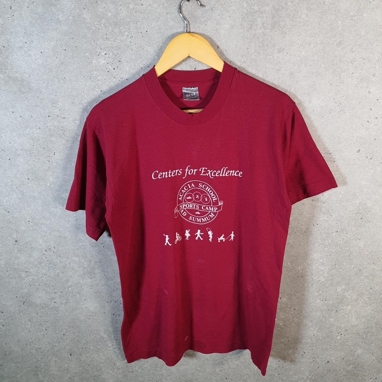 Vintage Fruit Of The Loom Acacia School Sports Camp 90s USA Single Stitch T Shirt Men’s M Red