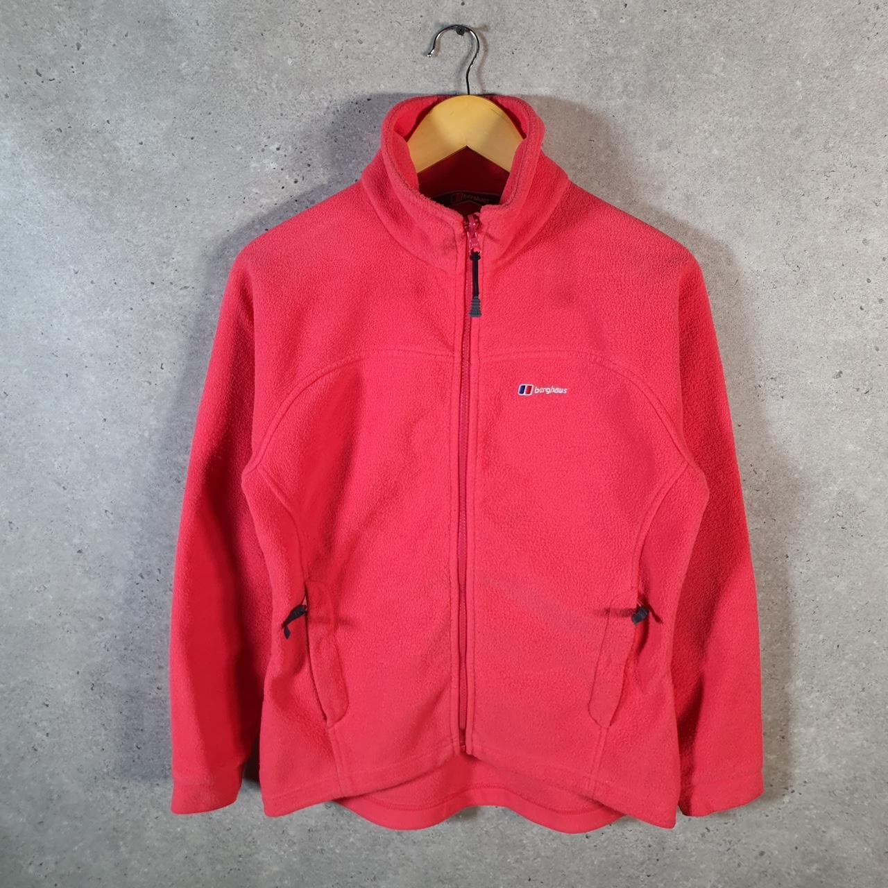 Vintage Berghaus Teddy Fleece Sweatshirt Womens UK12 Pink Full Zip Logo