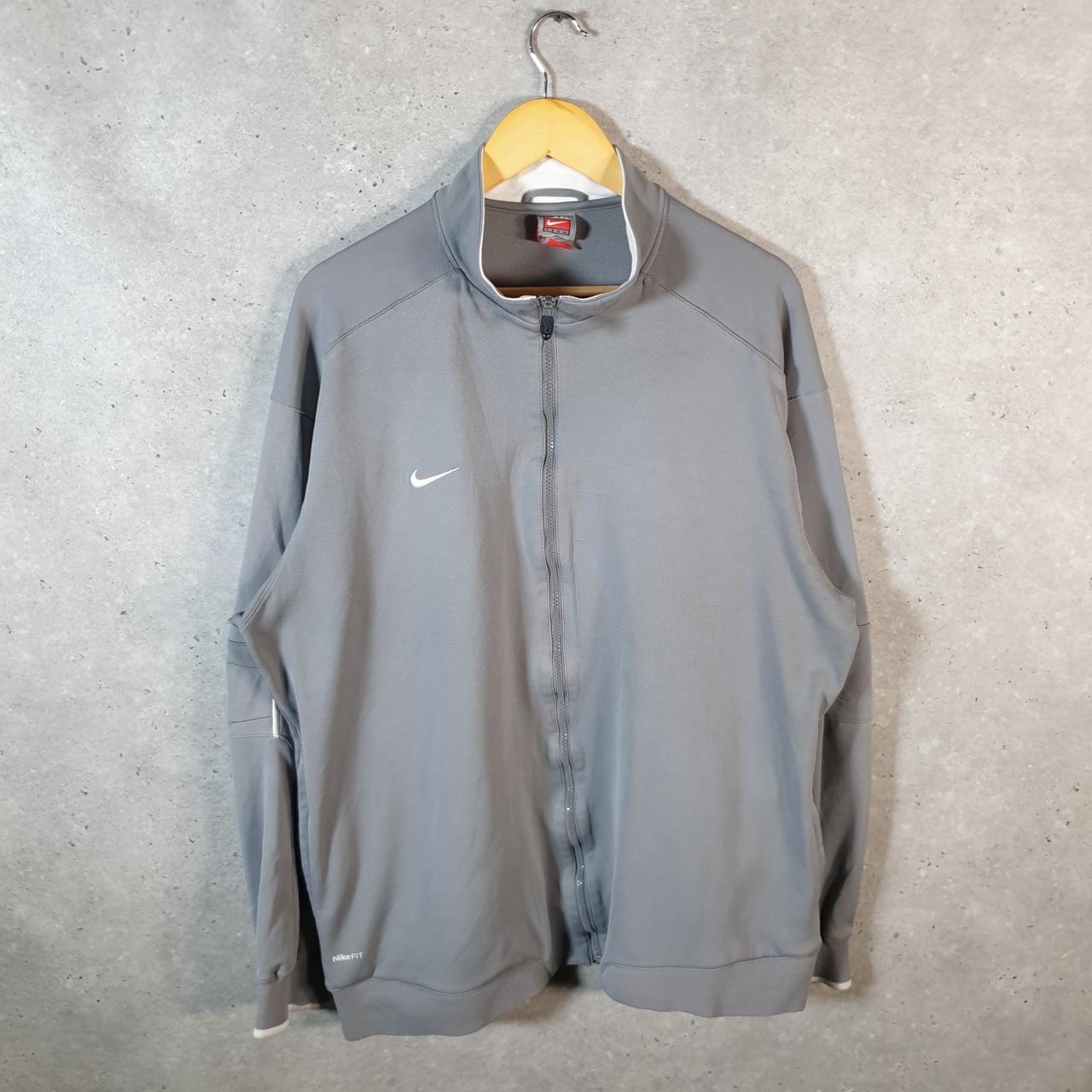 Vintage Nike Team Dri Fit Windbreaker Track Jacket Mens 2XL Grey USA Swoosh Full Zip USA