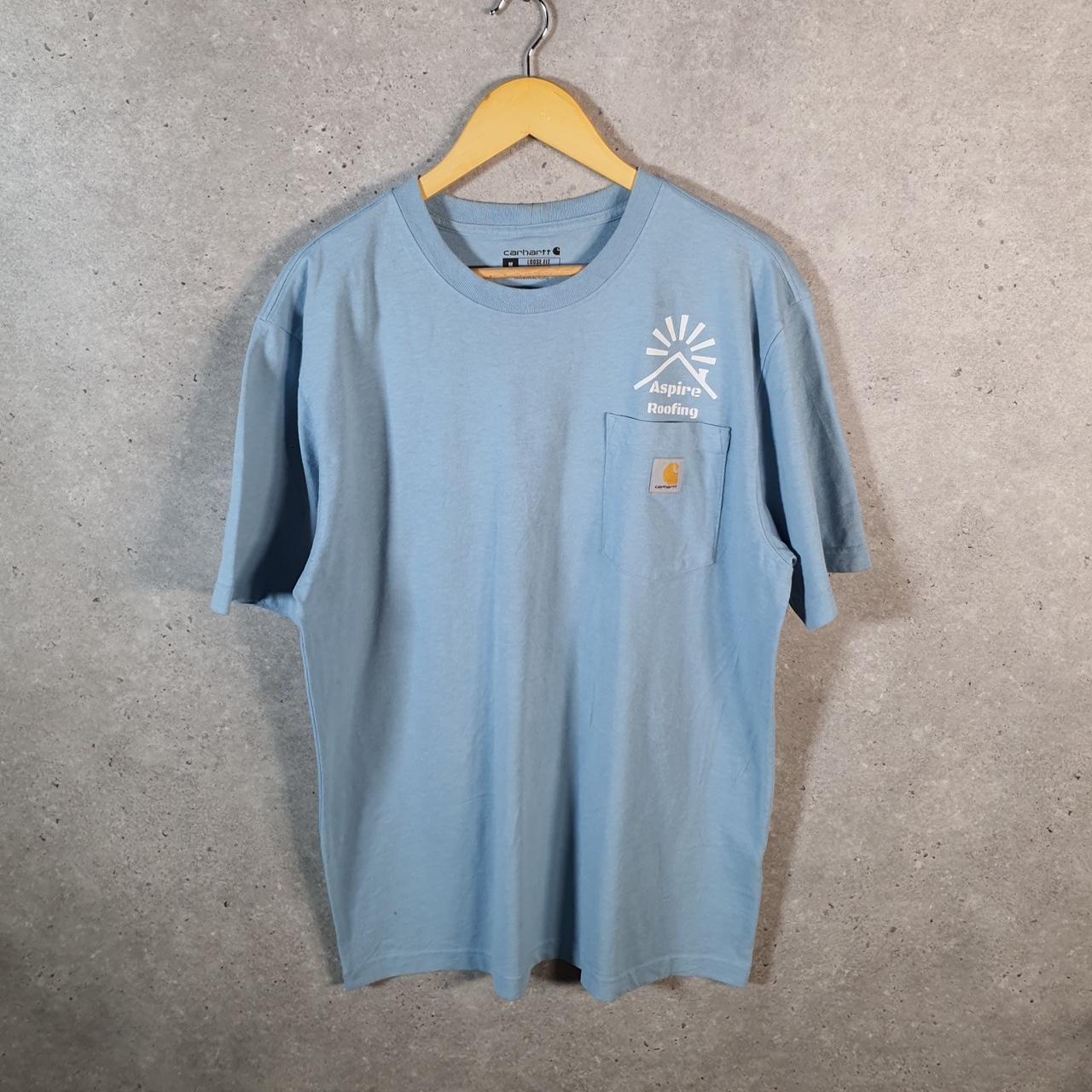 Vintage Carhartt Pocket T Shirt Men’s Medium Blue Workwear Chore Utility Loose Fit C9240