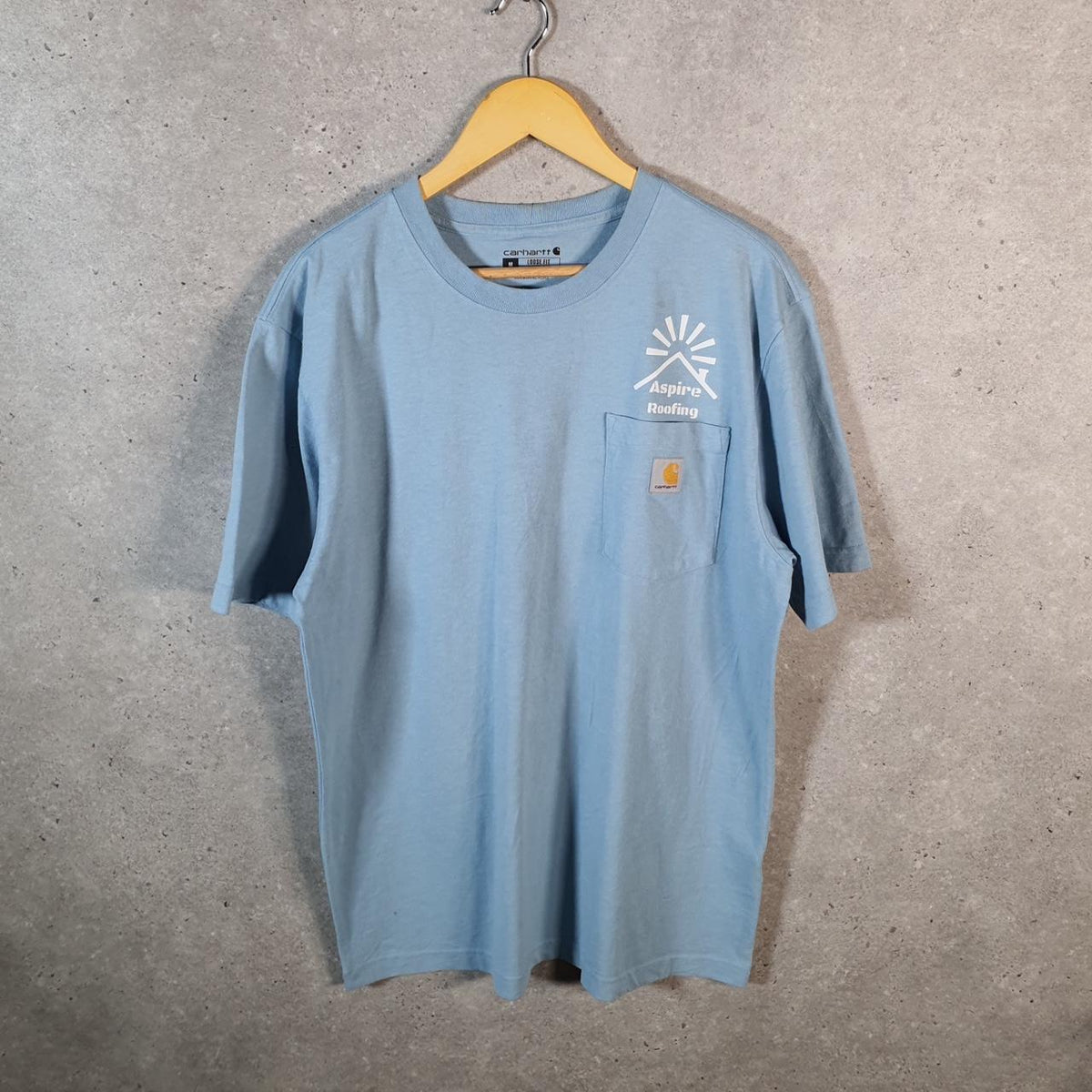 Vintage Carhartt Pocket T Shirt Men’s Medium Blue Workwear Chore Utility Loose Fit C9240
