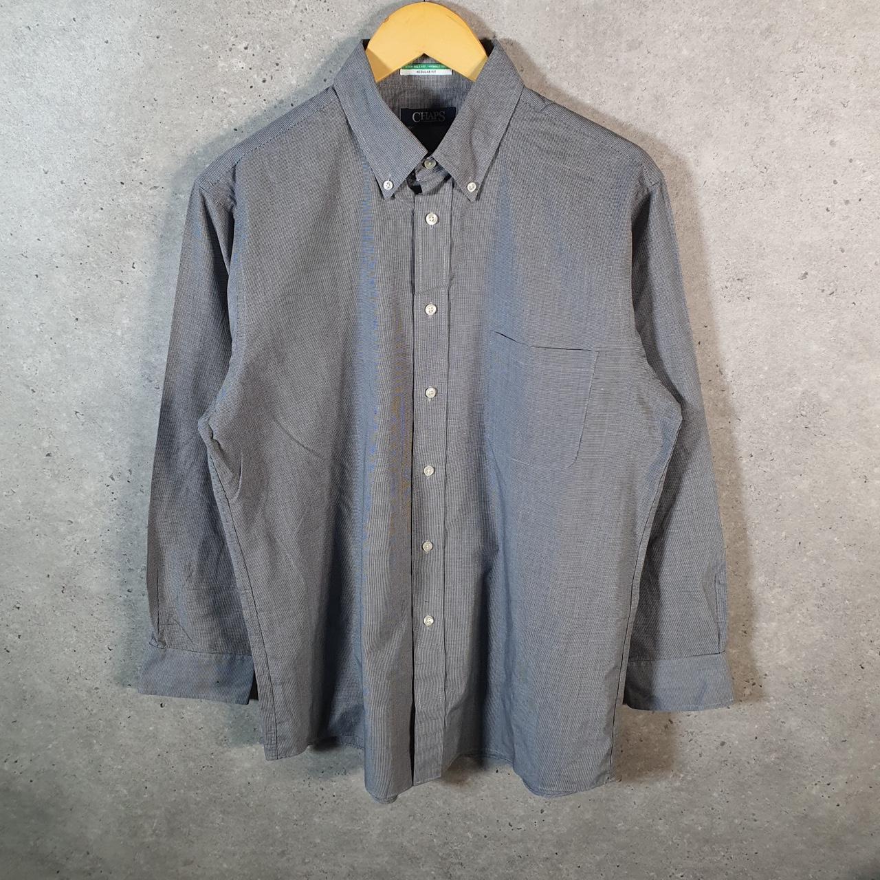 Vintage Chaps Ralph Lauren Shirt Men’s Medium Grey Checkered Cotton Custom Fit