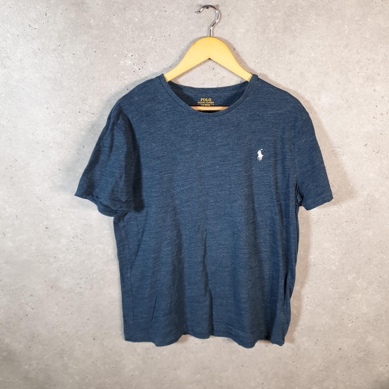 Vintage Ralph Lauren Polo T Shirt Men’s Large Blue Embroidered Custom Slim Fit Pony C9153