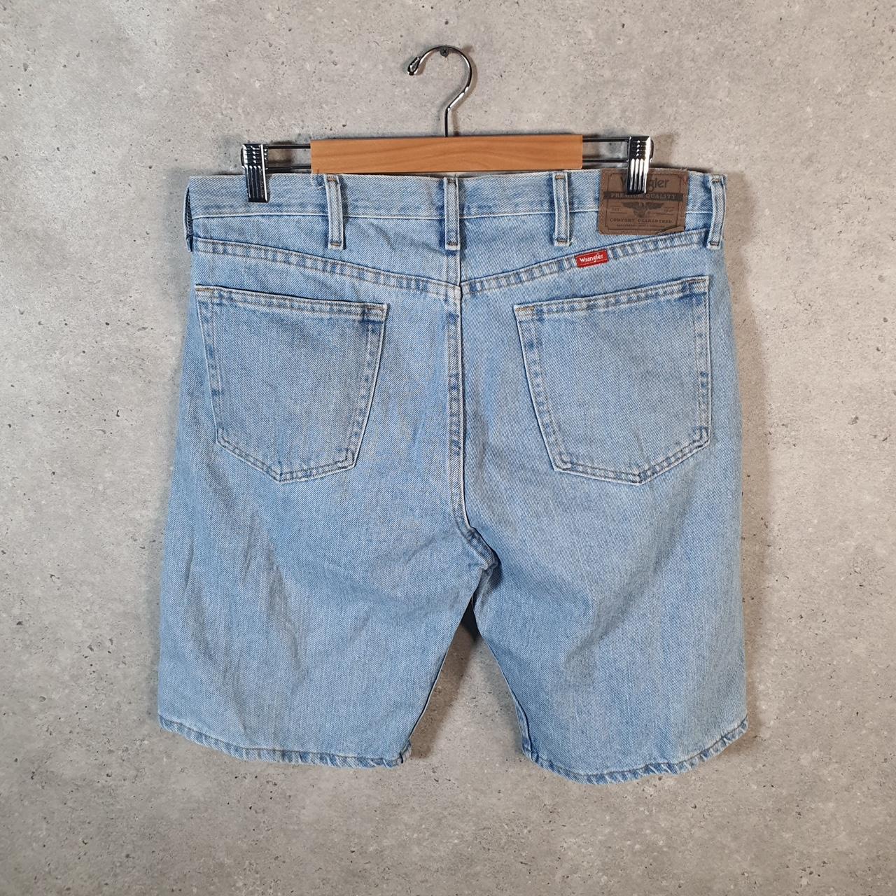 Vintage Wrangler Denim Shorts Jorts Cargo Men’s W34 Relaxed Blue Baggy Cotton