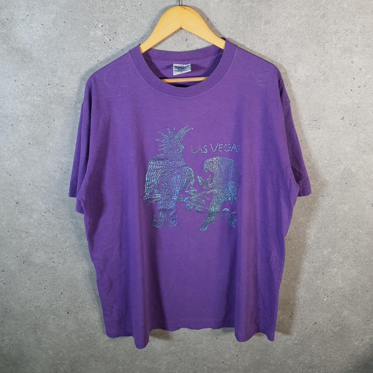 Vintage Gildan Las Vegas Graphic 90s USA Single Stitch T Shirt Men’s XL Purple