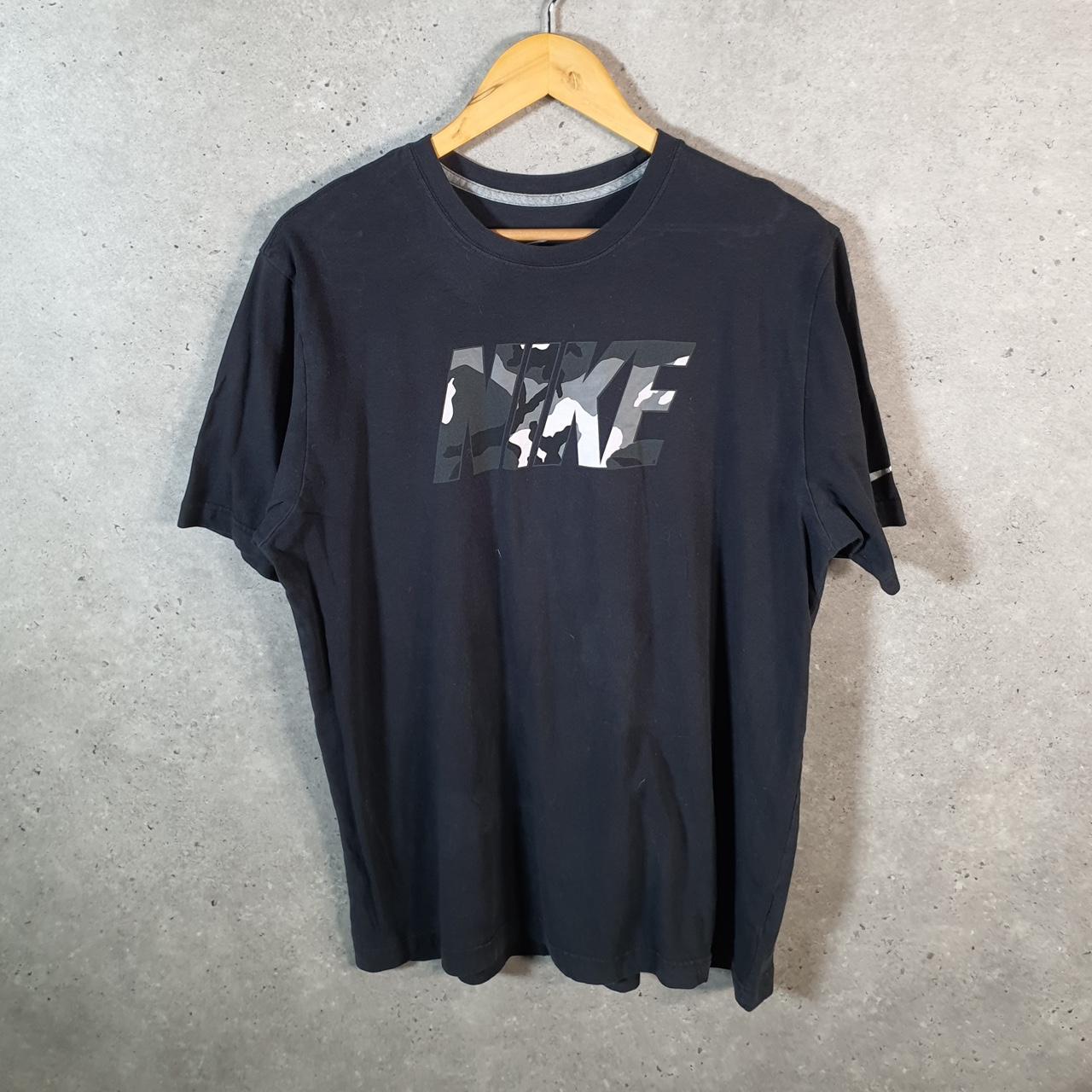 Vintage Nike Spellout T Shirt Men’s Large Black Printed Single Swoosh Logo Athletic Big Fish Vintage