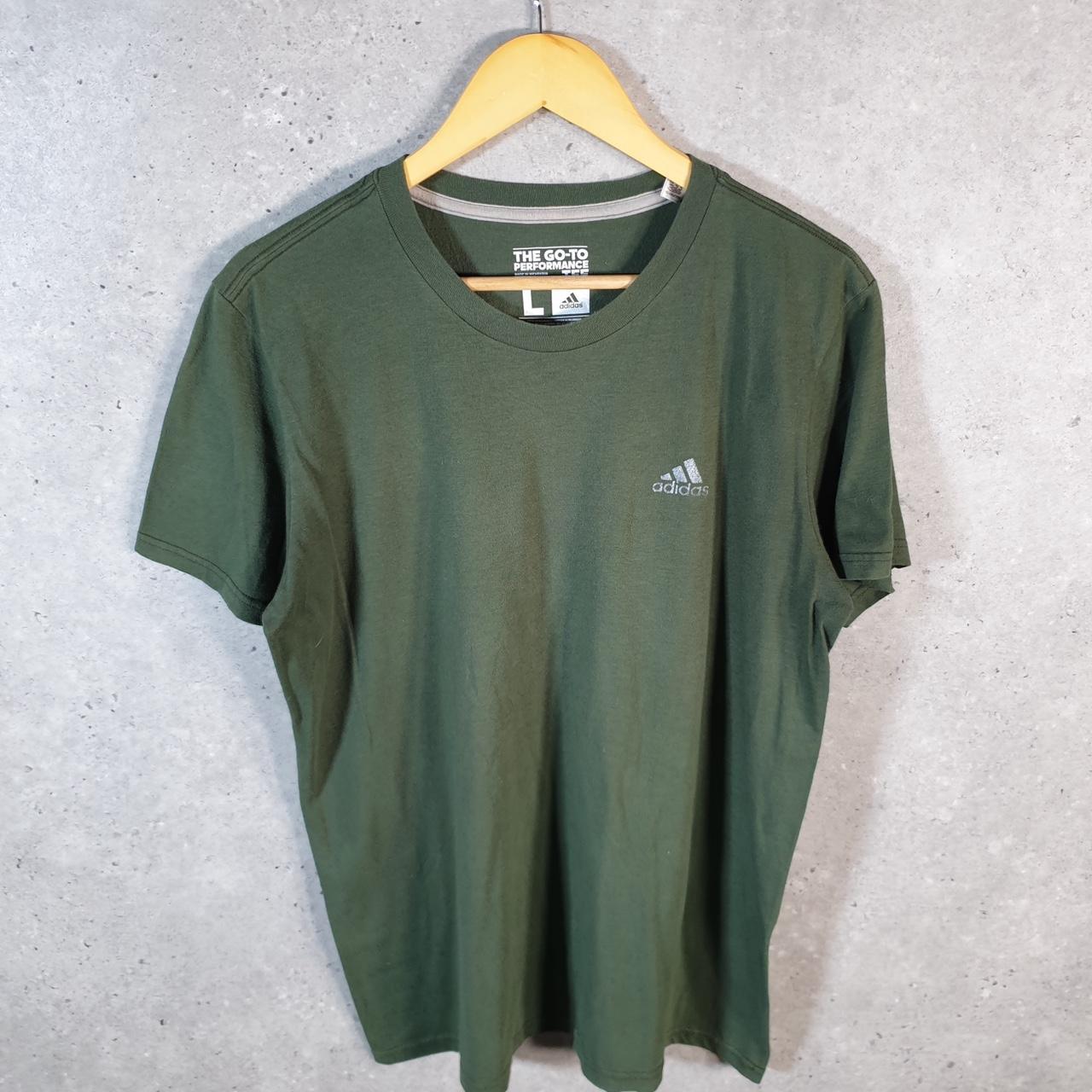 Vintage Adidas Go To Performance T Shirt Men’s Large Green Three Stripes Logo Athletic