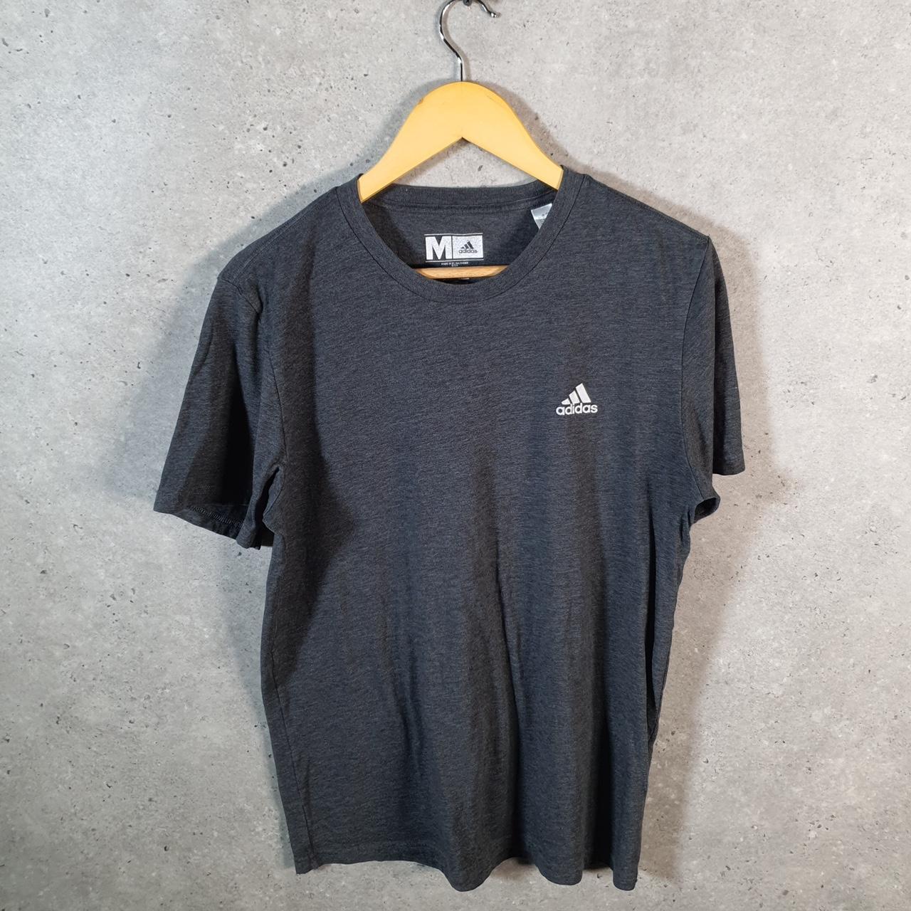 Vintage Adidas T Shirt Men’s Medium Grey Three Stripes Logo Athletic
