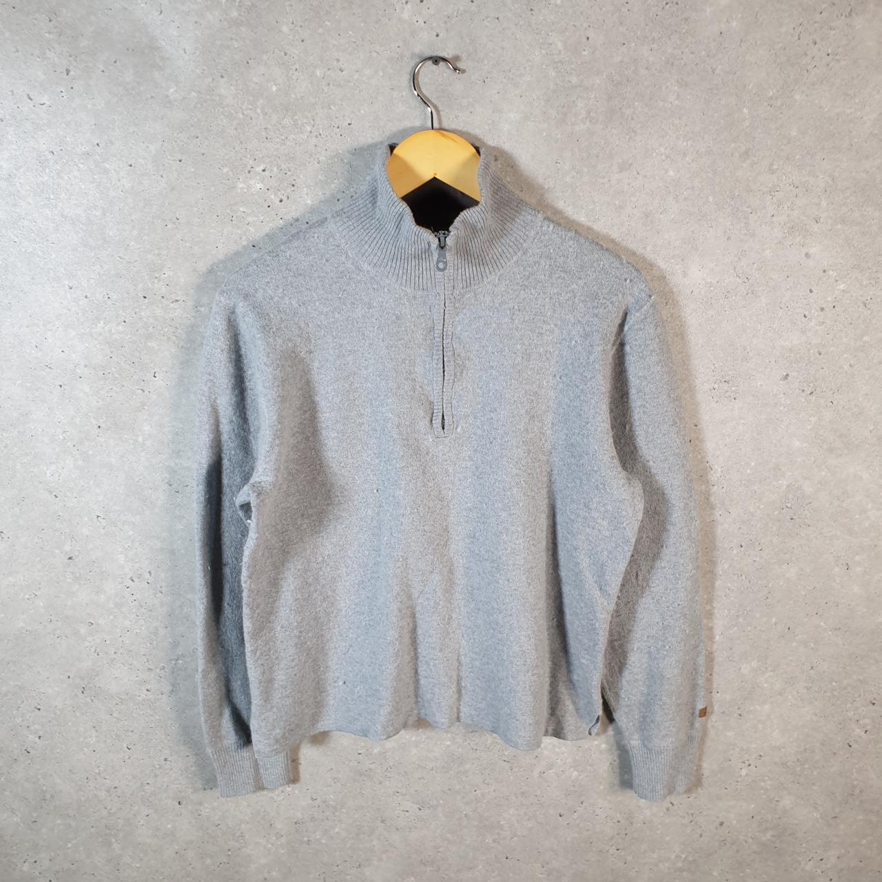 Vintage The North Face TNF Knit Sweater Womens Medium Grey Y2K Pullover Quarter Zip