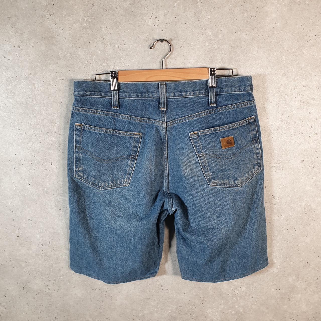 Vintage Carhartt Baggy Carpenter Shorts Jorts Cargo Men’s W35 Blue Relaxed Fit Workwear