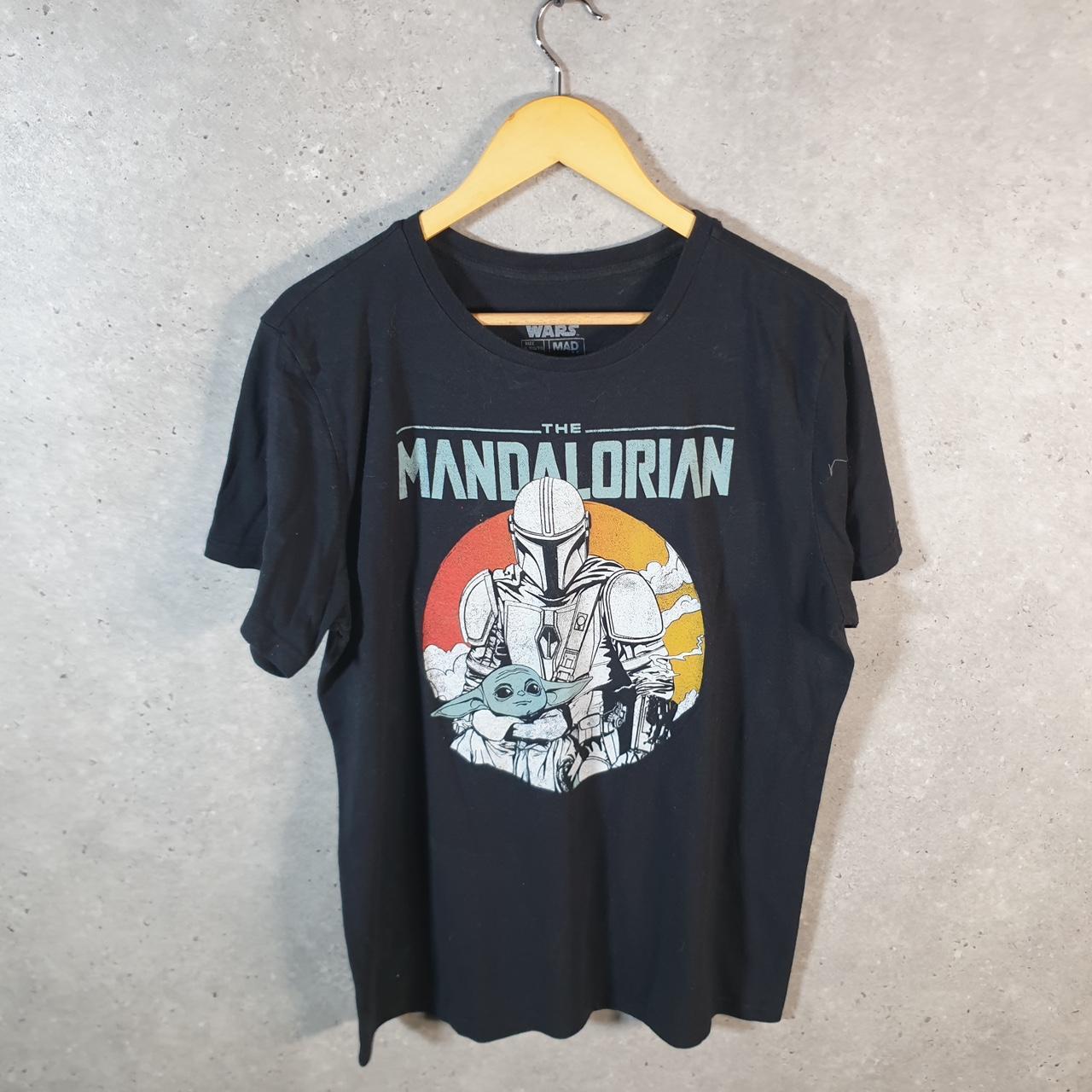 Vintage Star Wars The Mandolorian T Shirt Men’s XL Black Logo Graphic Spellout