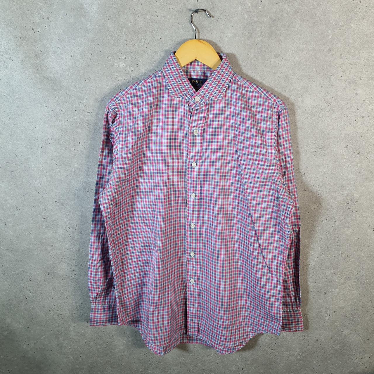 Vintage Ralph Lauren Button Down Shirt Mens Medium Pink Checkered Classic Fit