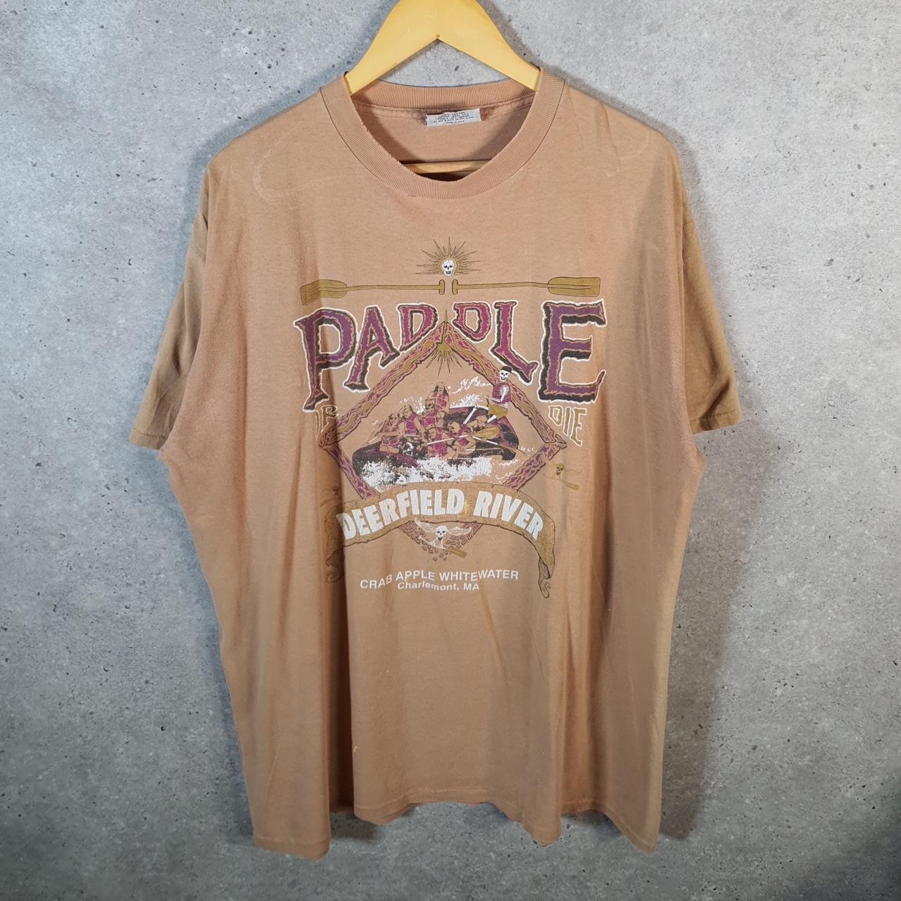 Vintage Paddle Deerfield River Charlemont MA 90s USA Single Stitch T Shirt Men’s XL brown