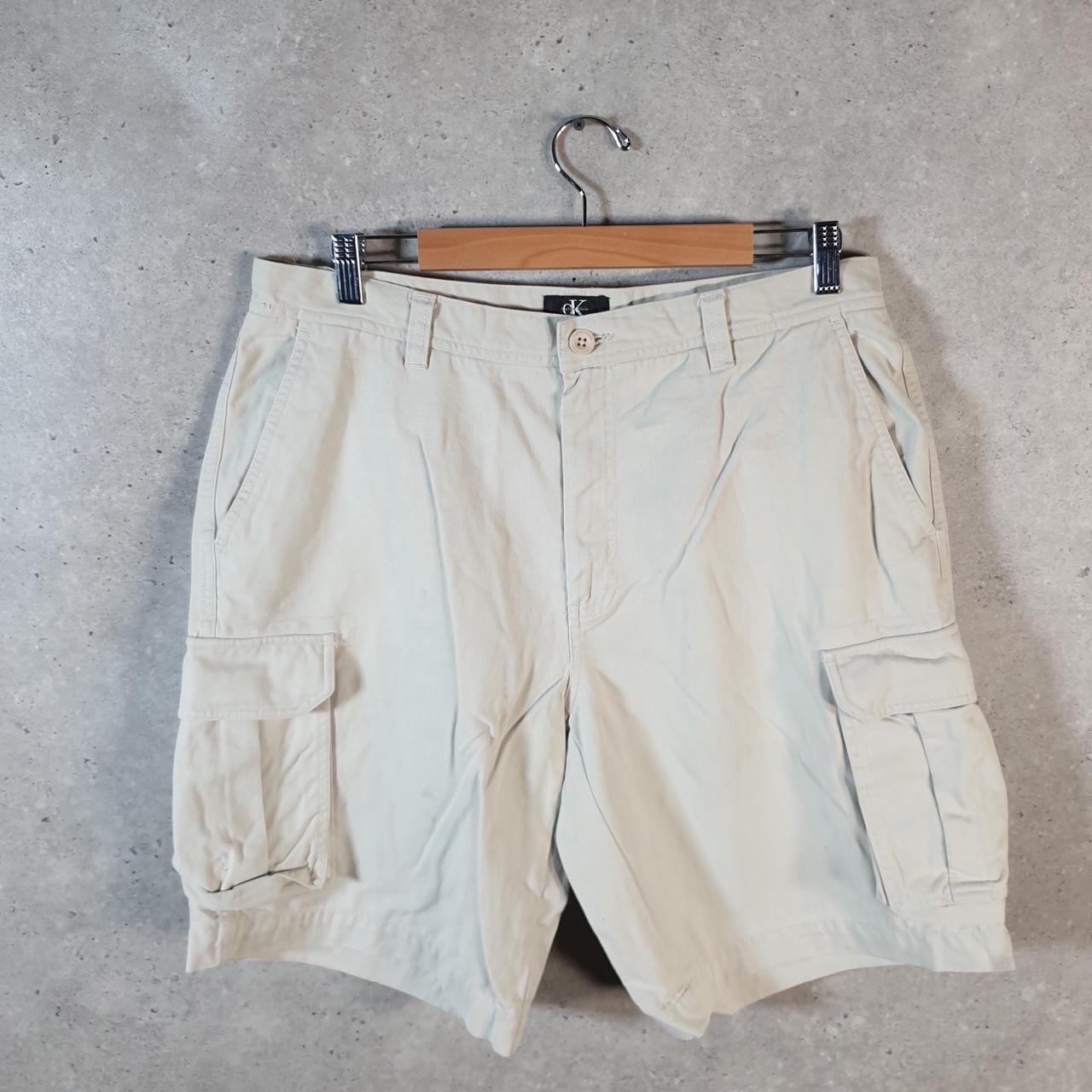 Vintage Calvin Klein Baggy Shorts Jorts Cargo Mens W36 Beige Relaxed Cotton