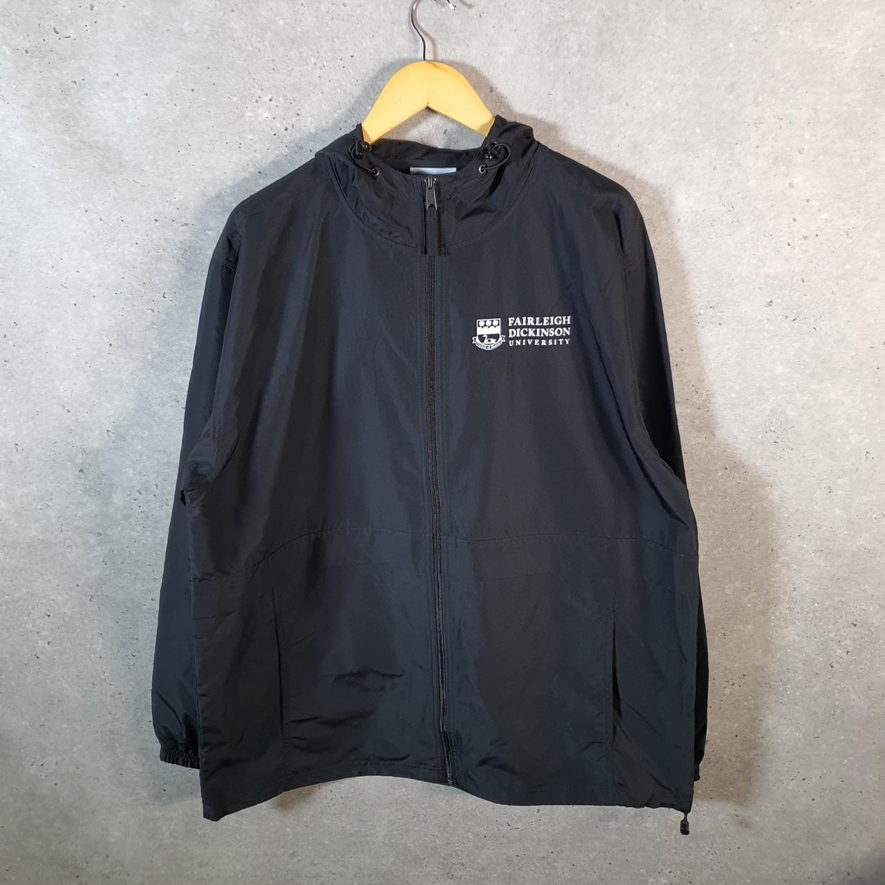 Vintage Champion Windbreaker Track Jacket Mens XL Black Fairleigh Dickinson Univeristy