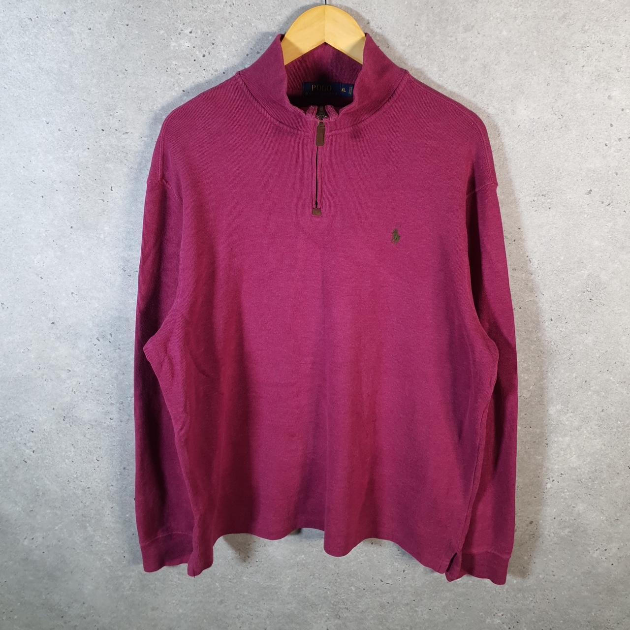 Vintage Ralph Lauren Polo 1/4 Zip Sweatshirt Men’s XL Pink Cotton Pullover Pony
