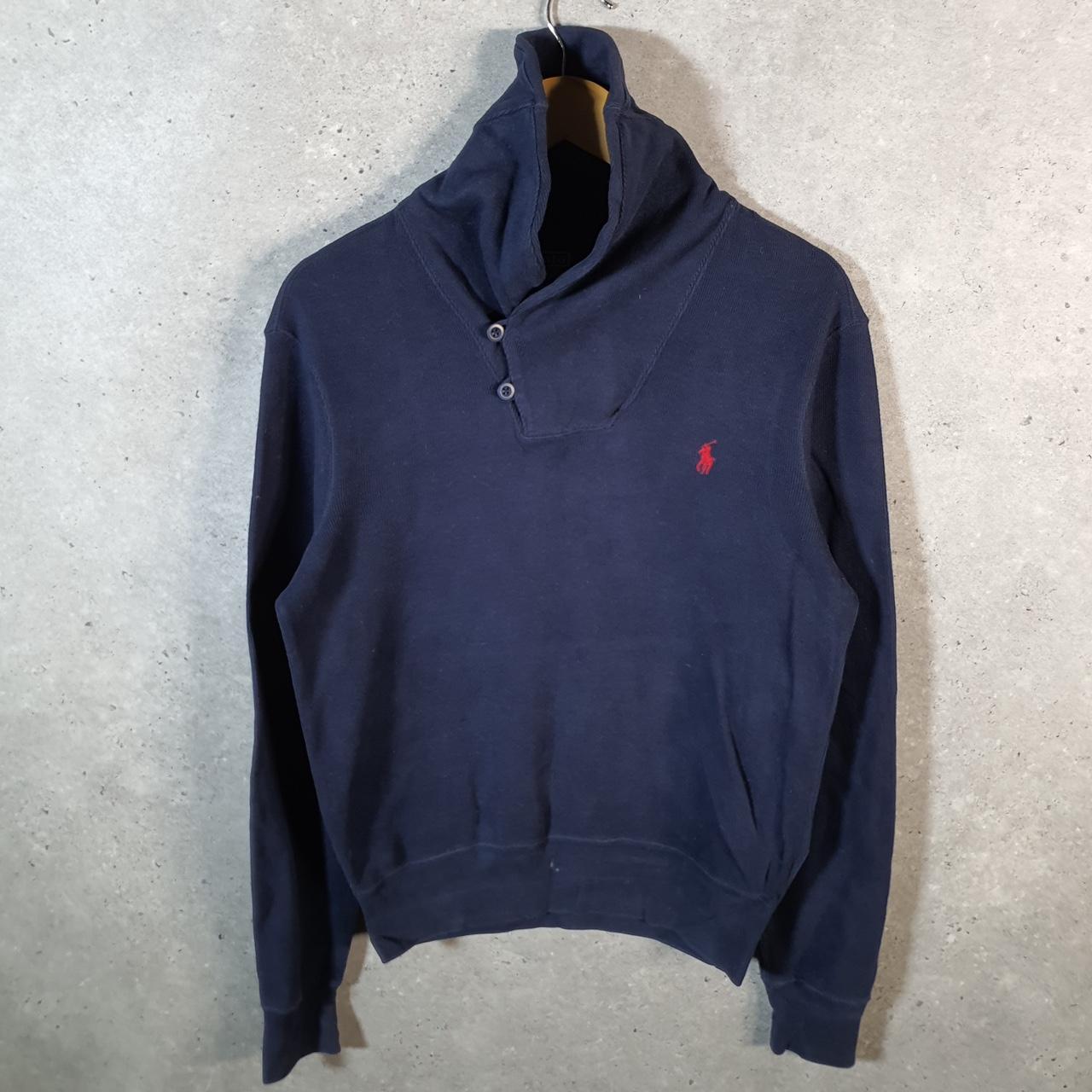 Vintage Ralph Lauren Polo 1/4 Button Sweatshirt Men’s Small Navy Blue Cotton Pullover Pony