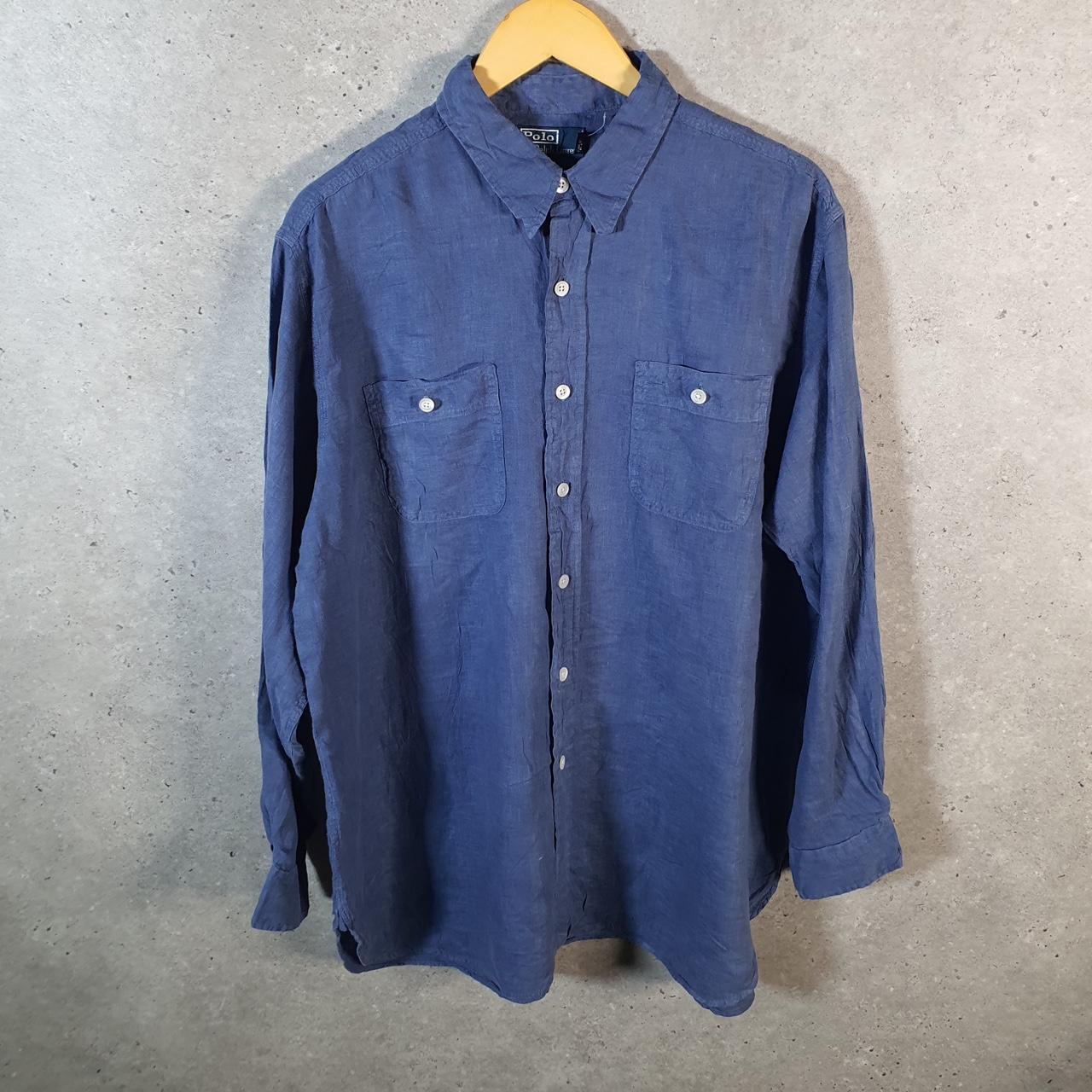 Vintage Ralph Lauren Button Down Shirt Men’s XL Blue Classic Fit Pockets