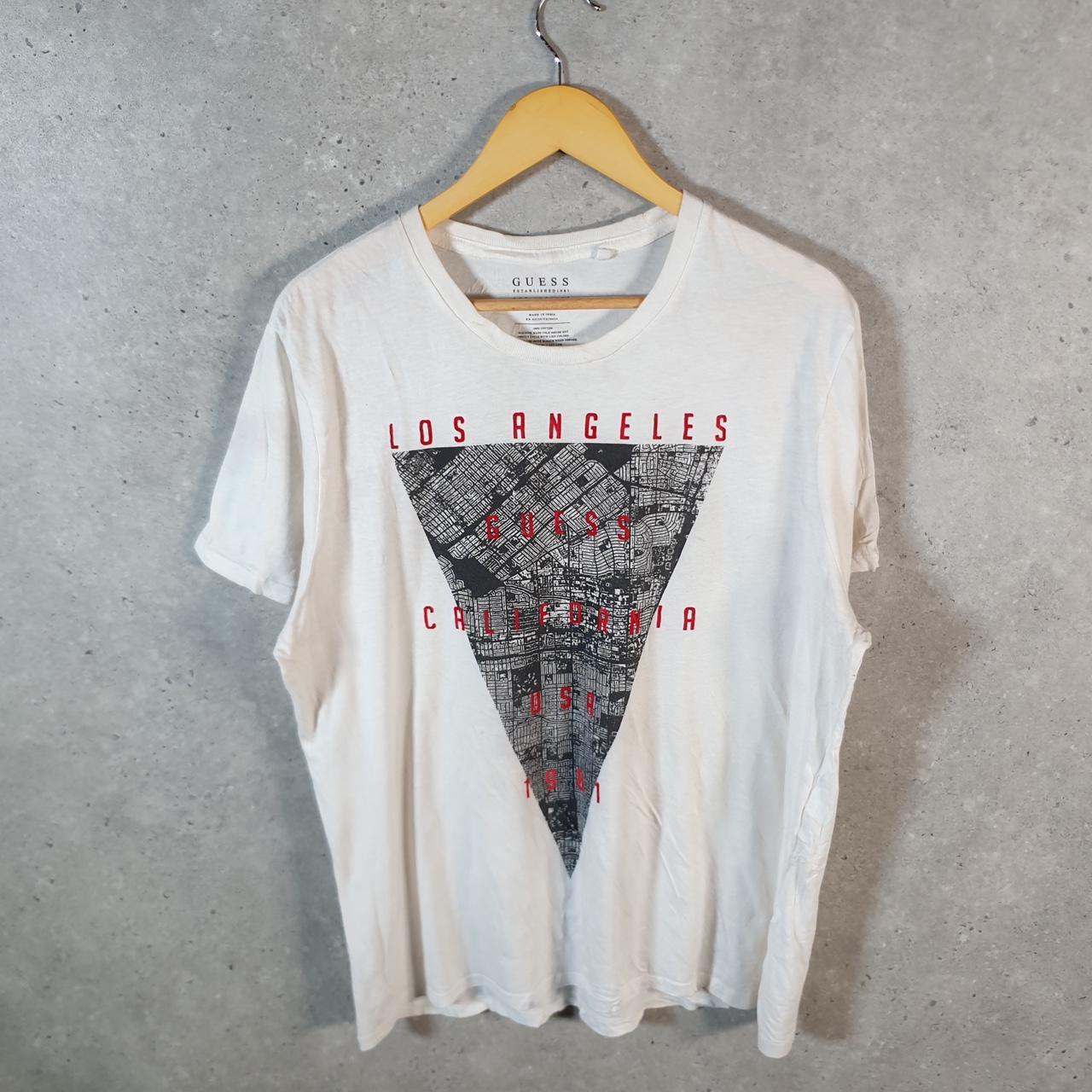 Vintage Guess Los Angeles Graphic T Shirt Men’s XL White Casual Sports Logo Athletic