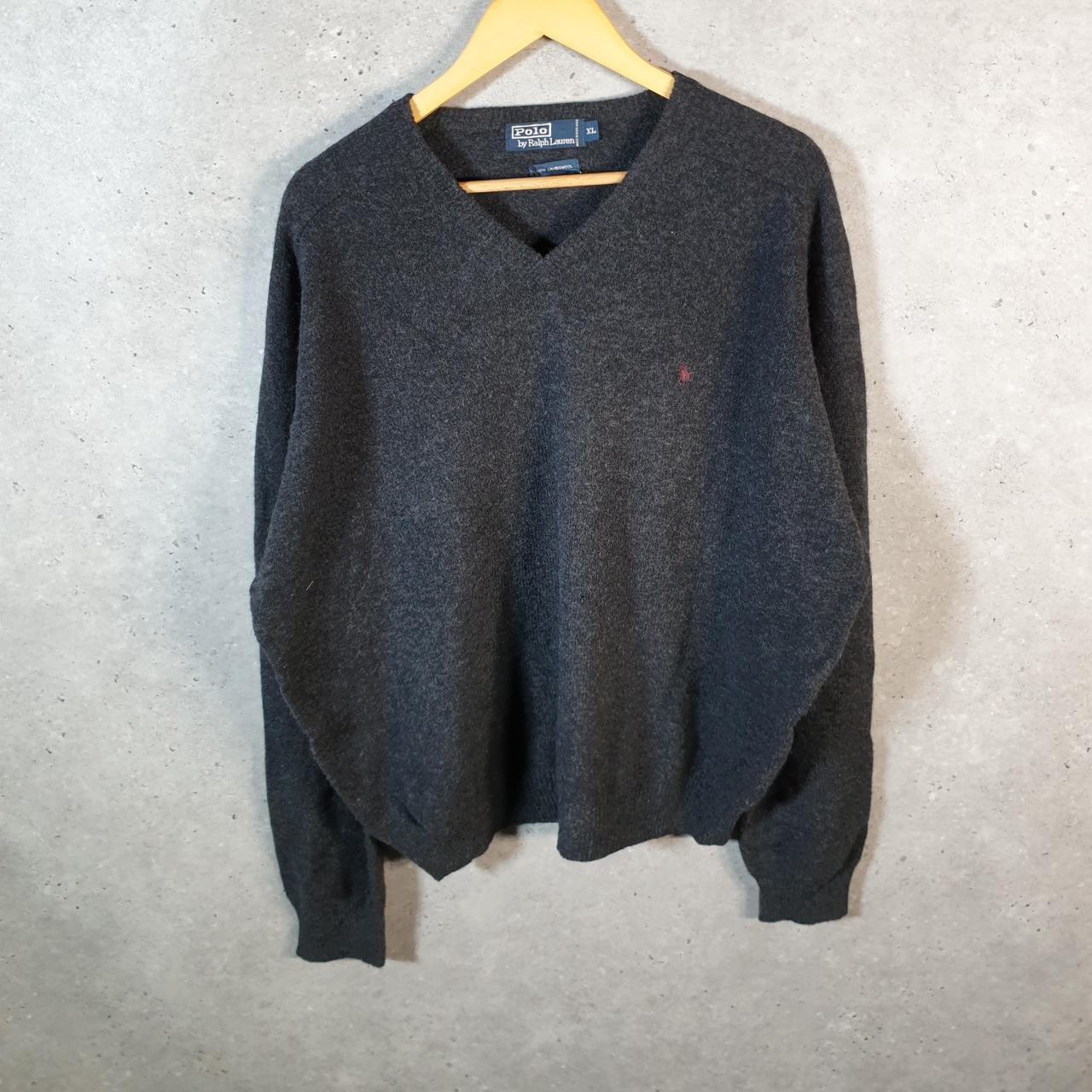 Vintage Ralph Lauren Polo Knit Lambswool Sweatshirt Men’s XL Grey Pullover Pony