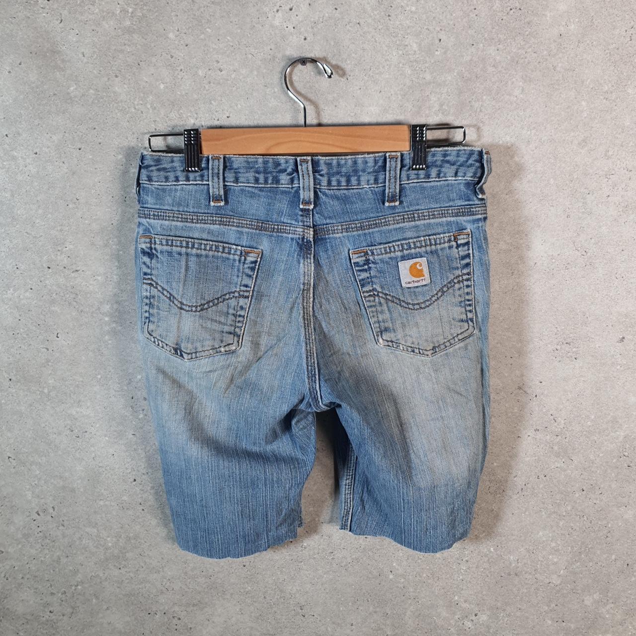 Vintage Carhartt Baggy Carpenter Shorts Jorts Cargo Womens W28 Blue Relaxed Fit Workwear A4863