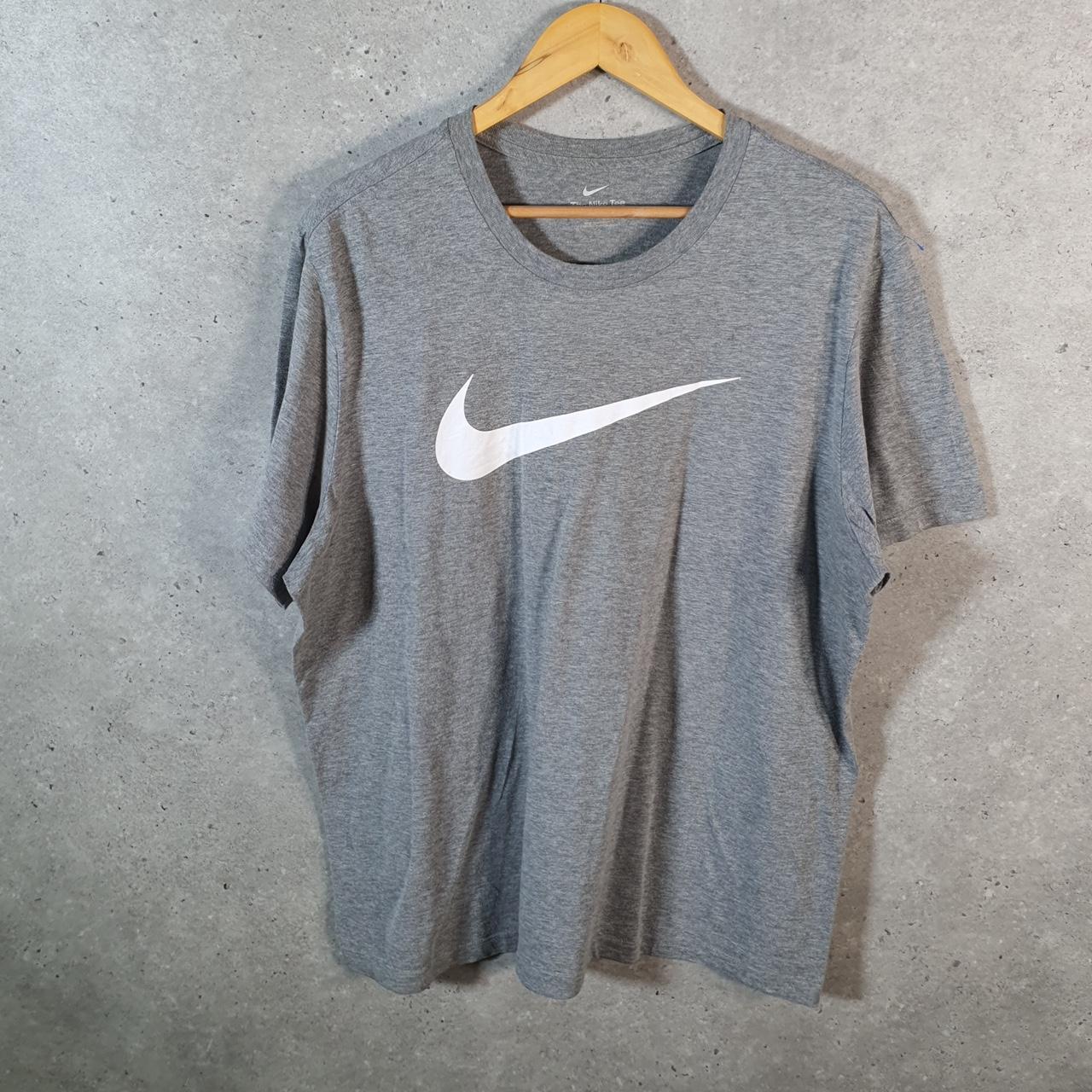 Vintage Nike T Shirt Men’s XL Grey Printed Single Swoosh Logo Athletic Big Fish Vintage