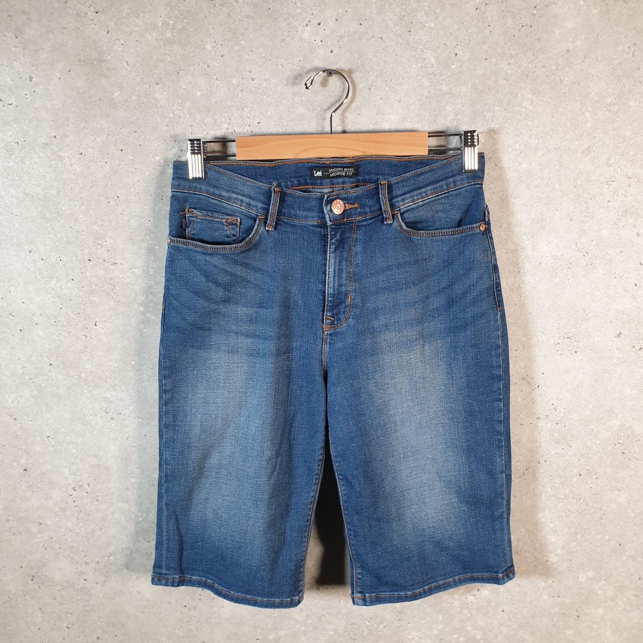 Vintage Lee Baggy Shorts Jorts Cargo Womens W30 Blue Relaxed Denim