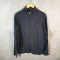 Vintage Ralph Lauren Polo Sweatshirt Men’s Large Grey Cotton Full Zip Pony