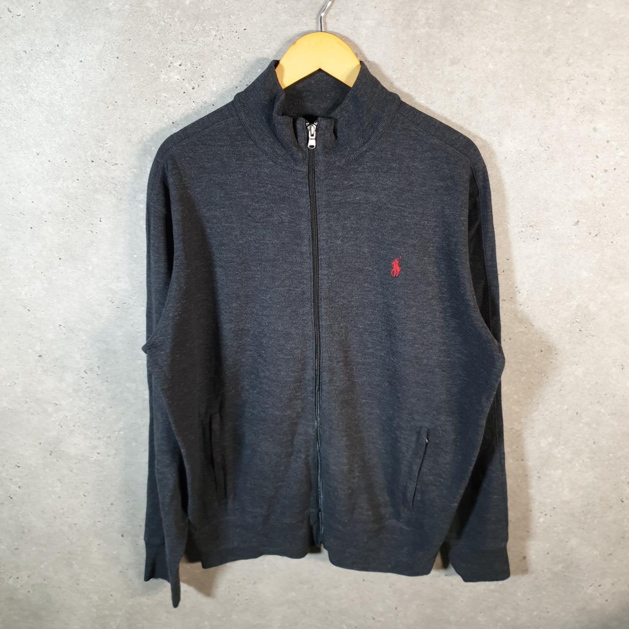 Vintage Ralph Lauren Polo Sweatshirt Men’s Large Grey Cotton Full Zip Pony