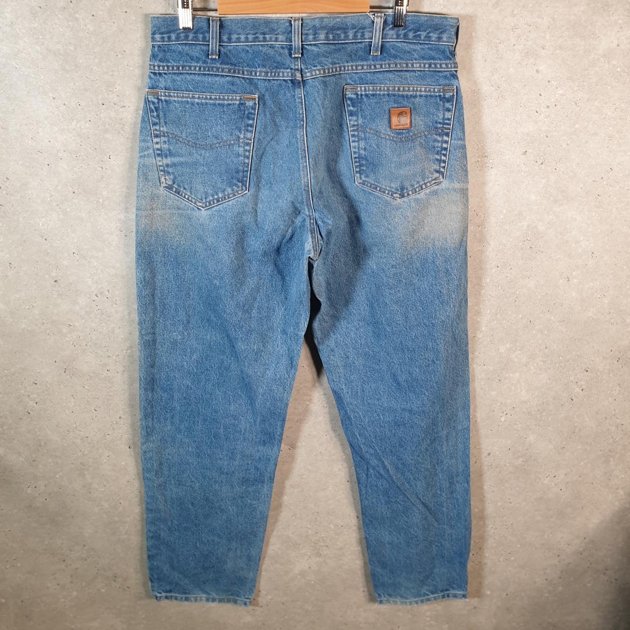 Vintage Carhartt Workwear Carpenter Jeans Mens W38 L32 Blue Denim Relaxed Fit USA