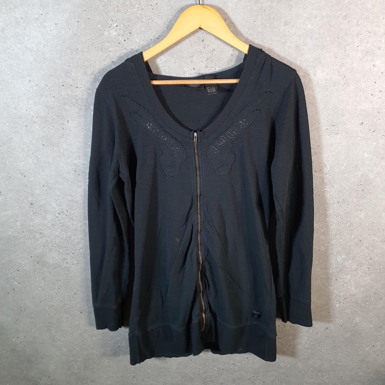 Vintage Harley Davidson Angel Wings Hoodie Womens Medium Black Full Zip USA