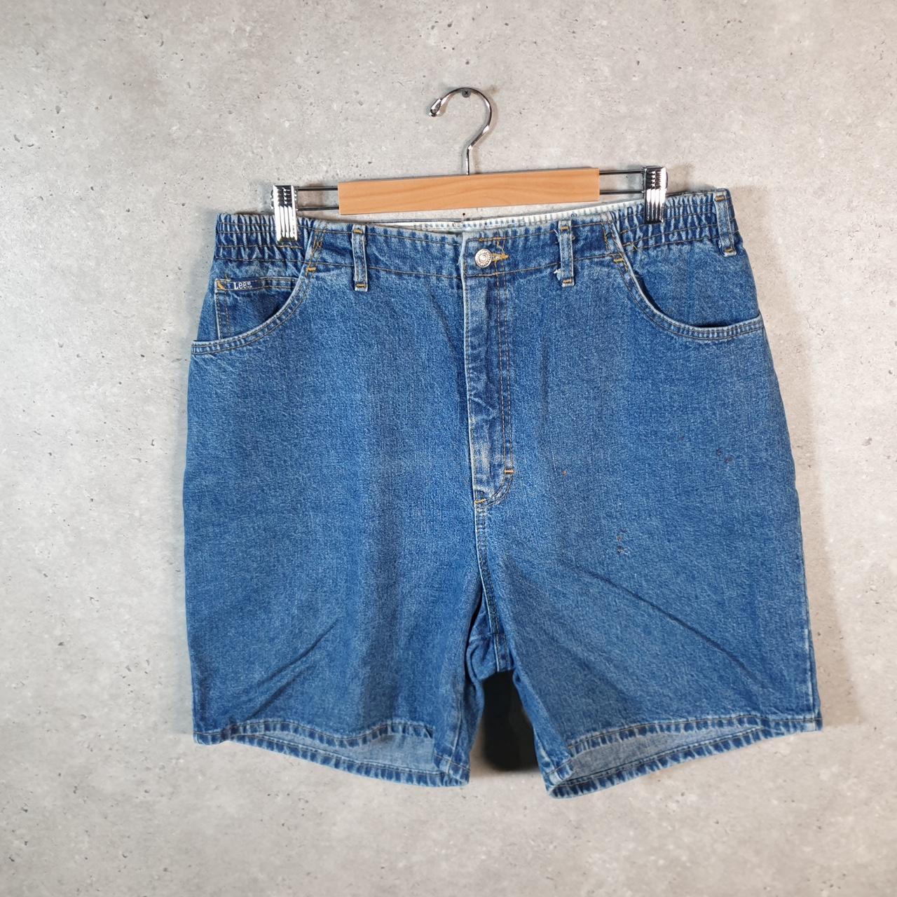 Vintage Lee Baggy Shorts Jorts Cargo Womens W34 Blue Relaxed Denim