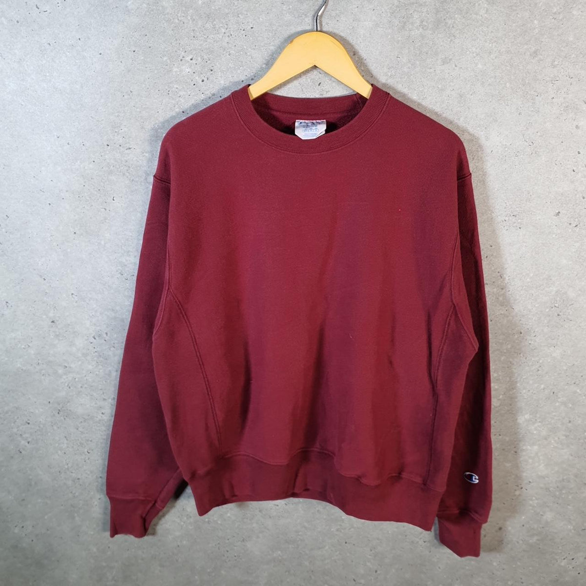 Vintage Champion Reverse Weave Sweatshirt Mens Medium Burgundy Red USA Embroidered