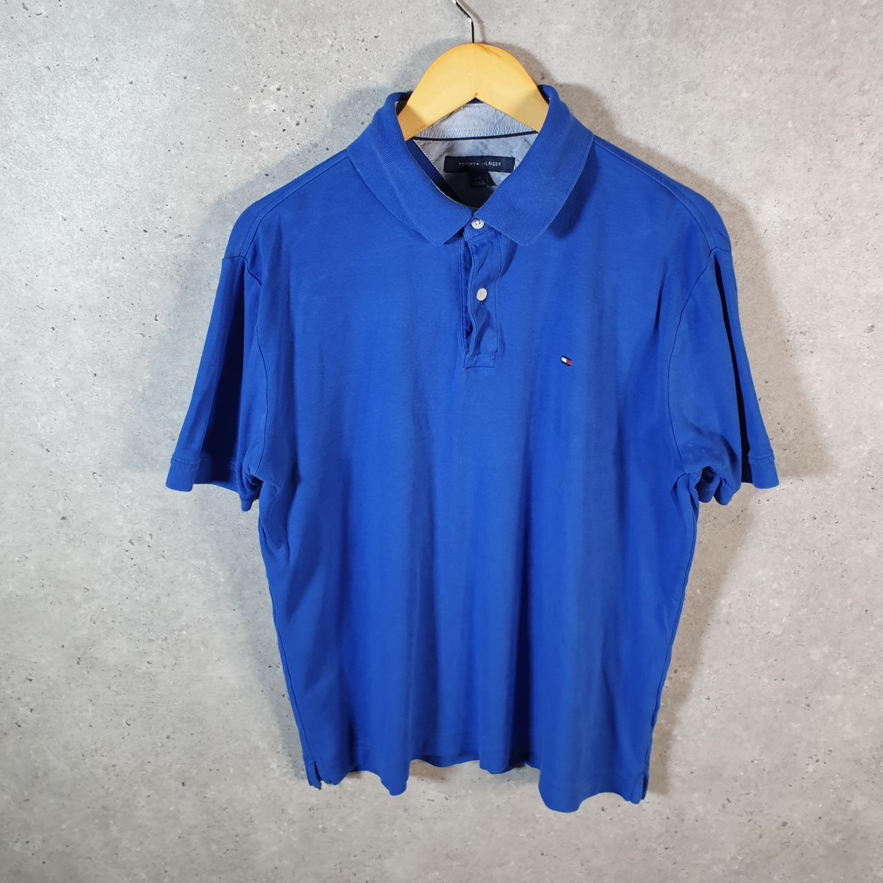 Vintage Tommy Hilfiger Polo Shirt Men’s Large Blue Slim Fit Embroidered Logo