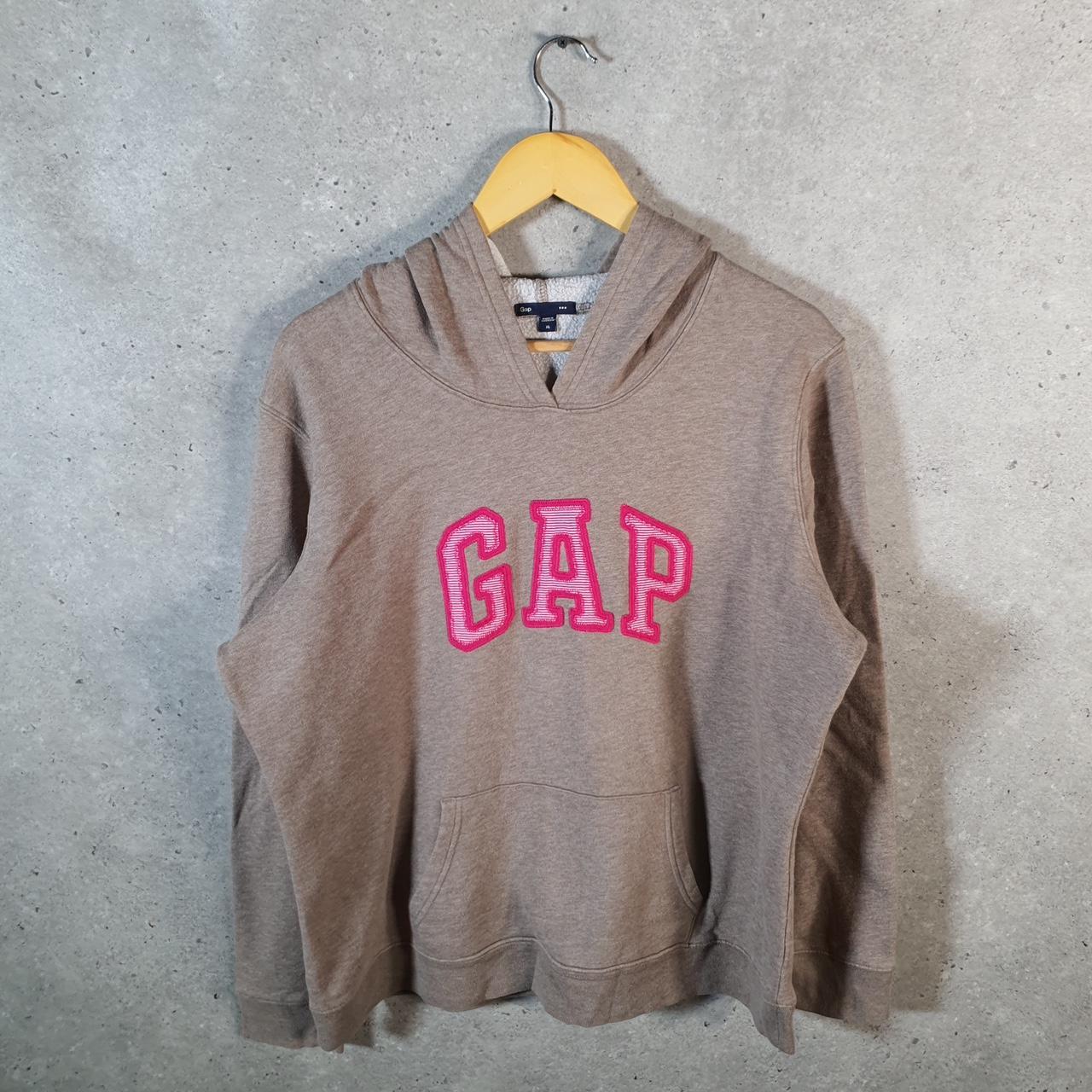 Vintage Gap Spellout Hoodie Womens XL Brown Y2K Sweatshirt Logo Embroidered