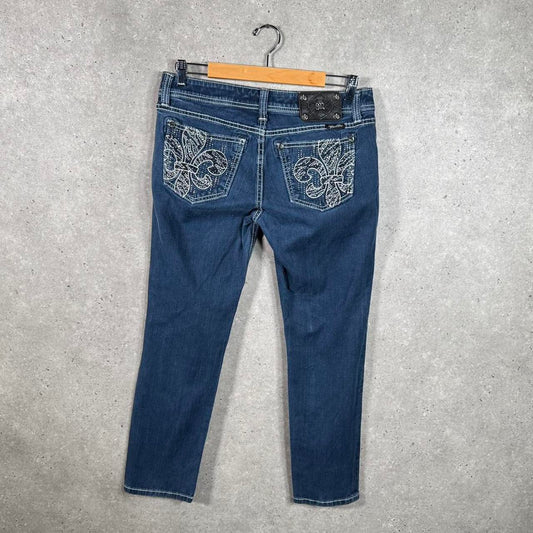 Vintage Miss Me Curvy Skinny Y2K Hip Hop Jeans Womens W29 Blue Denim USA