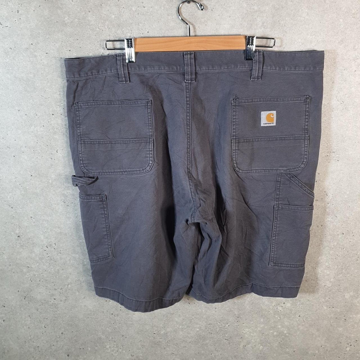 Vintage Carhartt Baggy Carpenter Shorts Jorts Cargo Men’s W42 Grey Relaxed Fit Workwear Big Fish Vintage