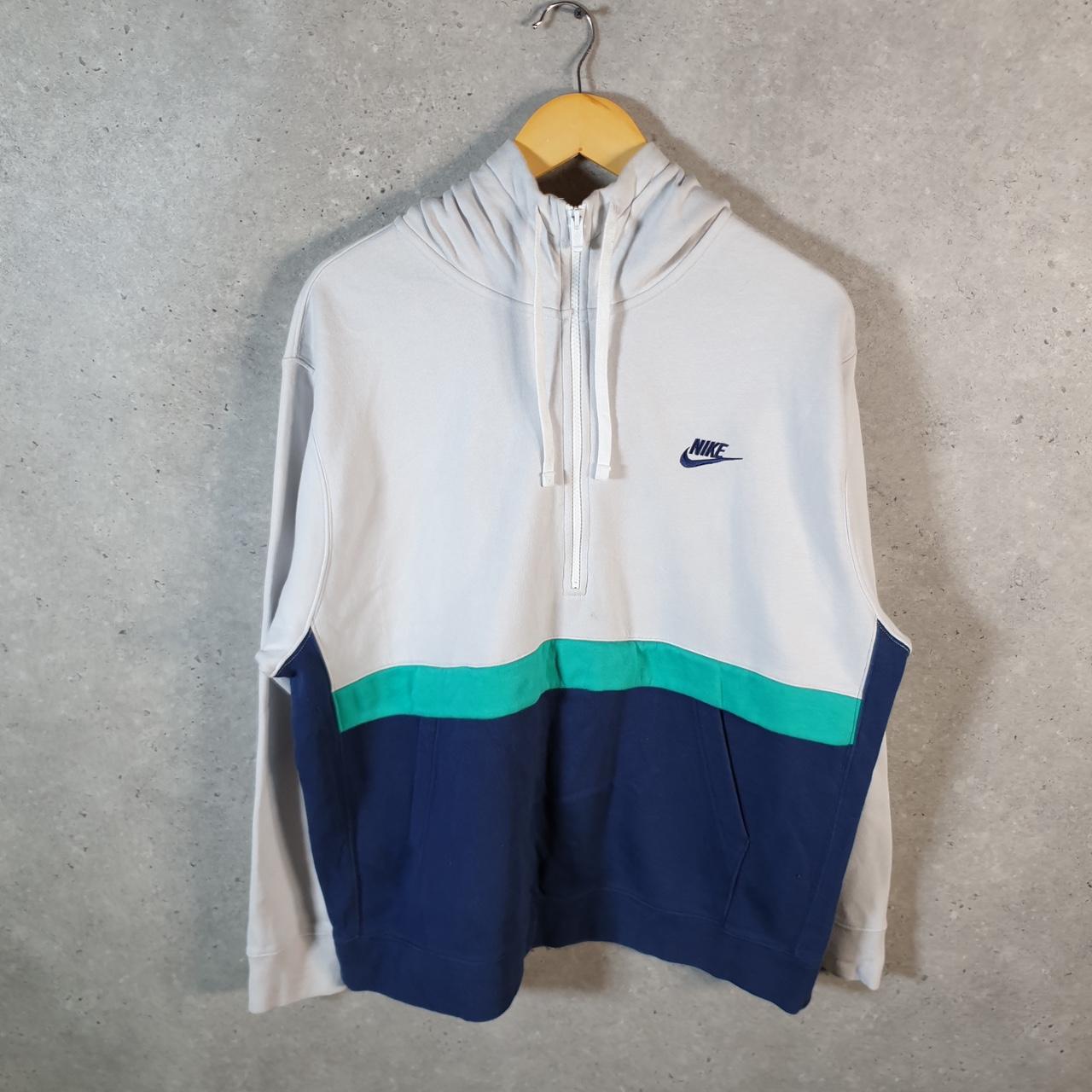 Vintage Nike Club Embroidered Hoodie Men’s XL White 1/4 Zip Swoosh Y2K Pullover