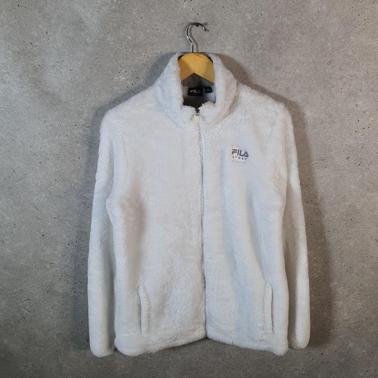 Fila Sport Fleece Full zip Hoodie Womens Large White Embroidered Logo