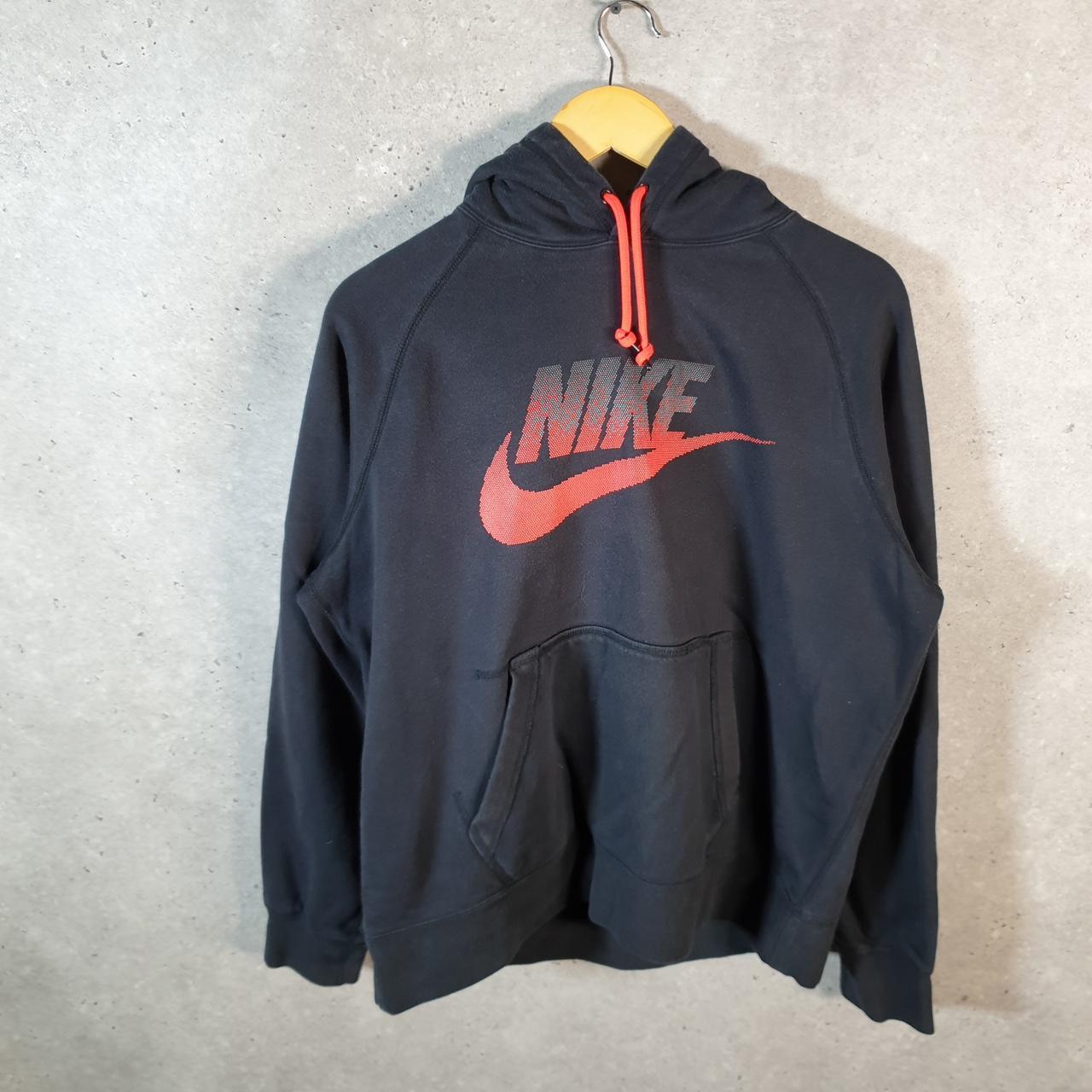 Vintage Nike Club Hoodie Men’s Large Black Spellout Swoosh Y2K Pullover
