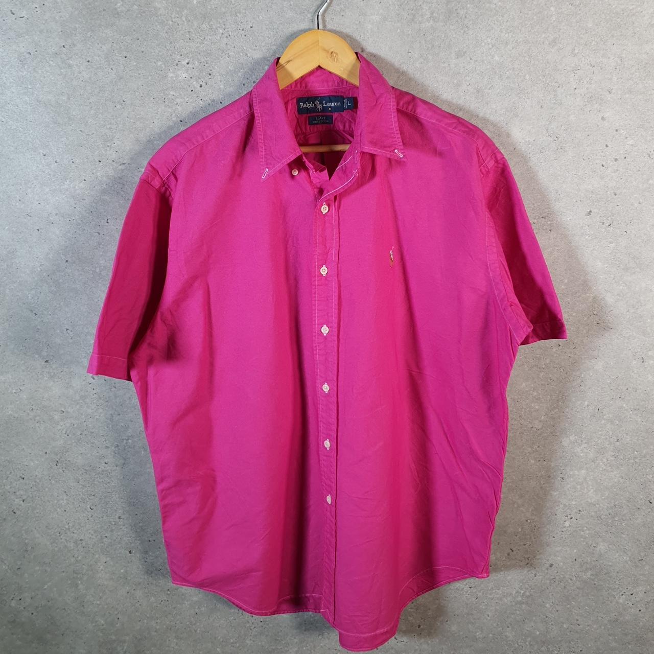 Vintage Ralph Lauren Button Down Shirt Men’s Large Pink Blake Cotton Pony Casual Big Fish Vintage