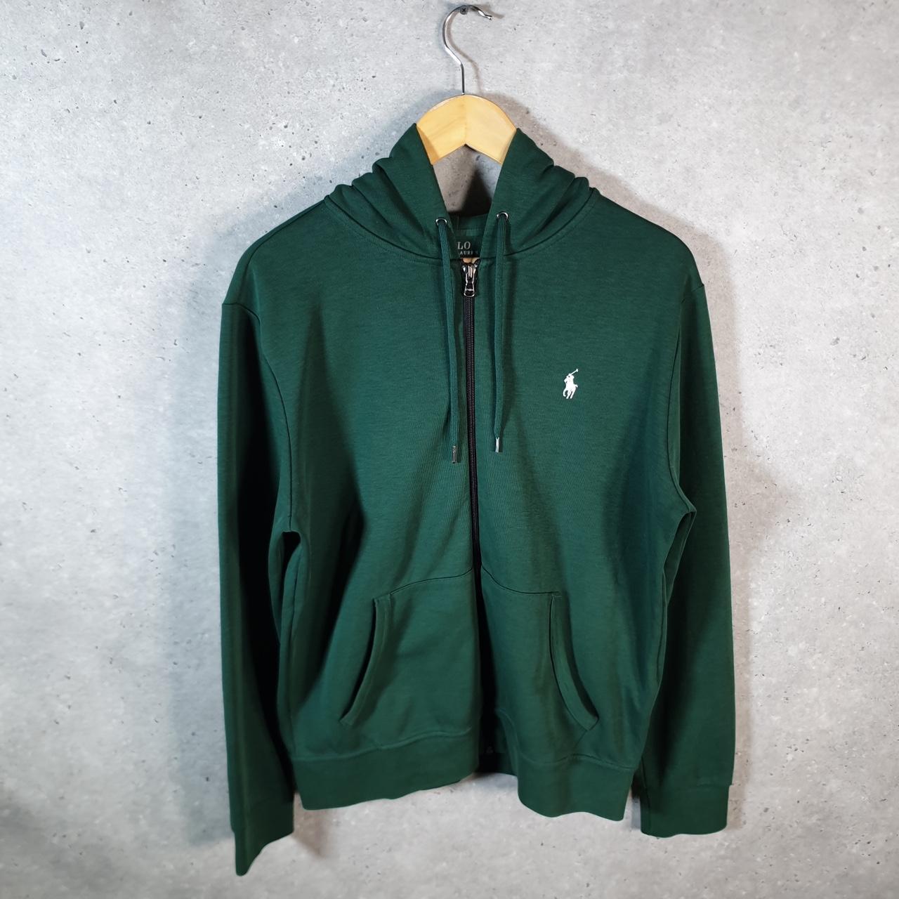 Vintage Ralph Lauren Polo Performance Hoodie Men’s Medium Green Cotton Full Zip Pony Big Fish Vintage