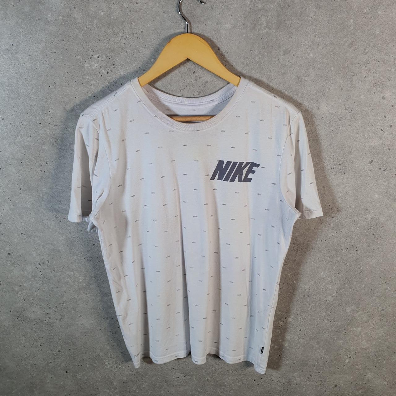 Vintage Nike Dri Fit T Shirt Mens Small White Printed Logo Swoosh Athletic